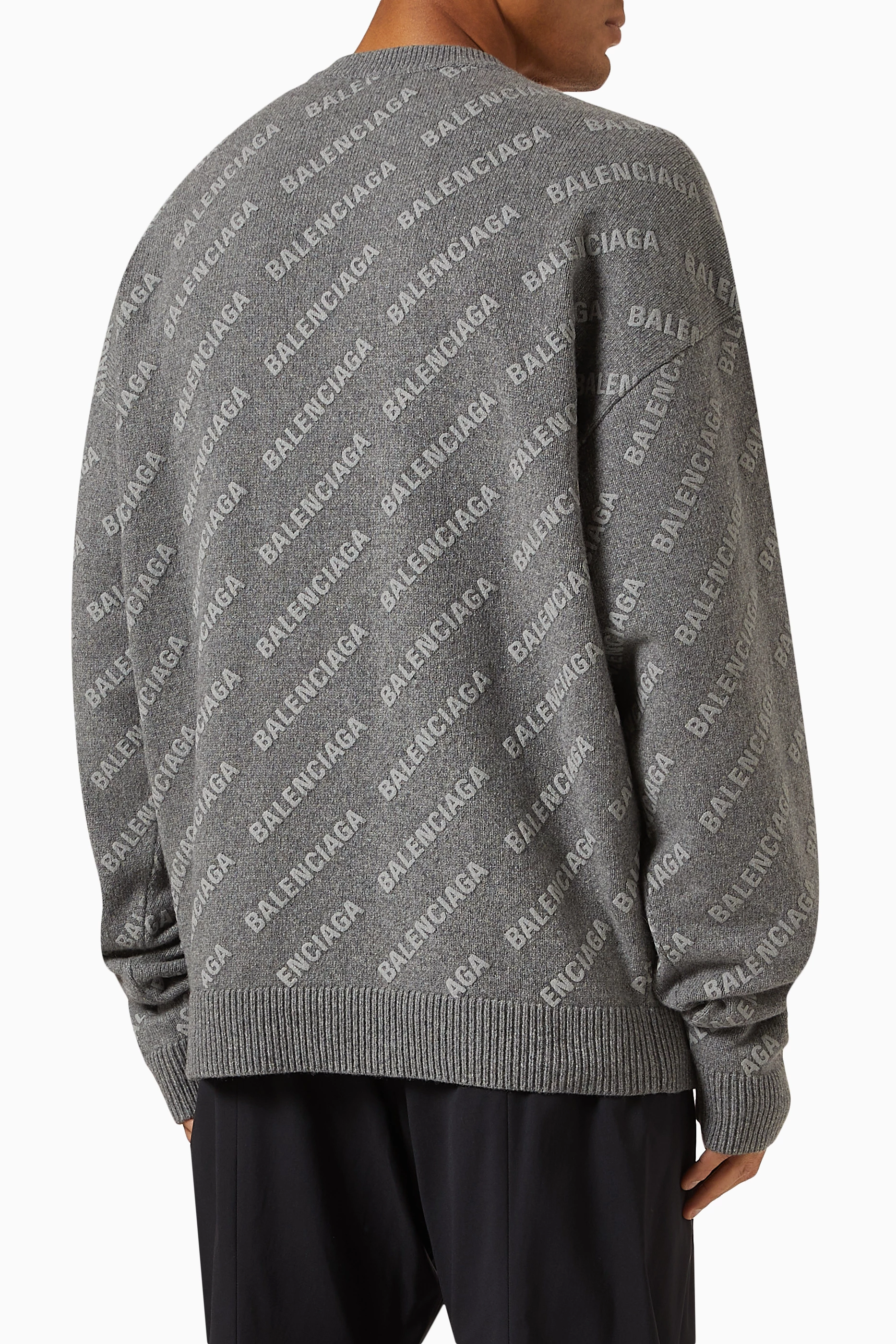 Buy Balenciaga Grey Logo Sweater in Cashmere Knit For Men Online Ounass Saudi