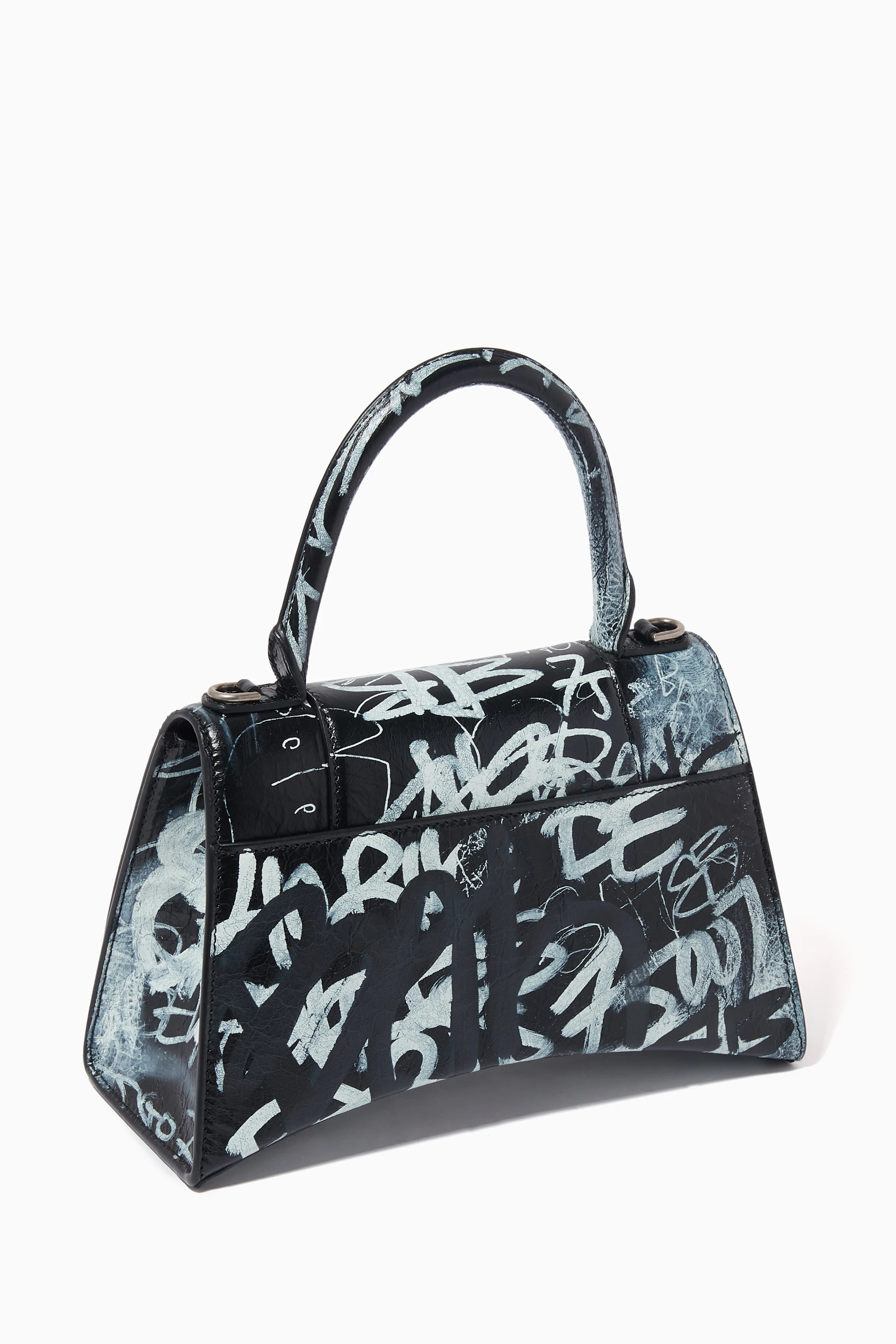 Buy Balenciaga Black Small Hourglass Graffiti-print Top