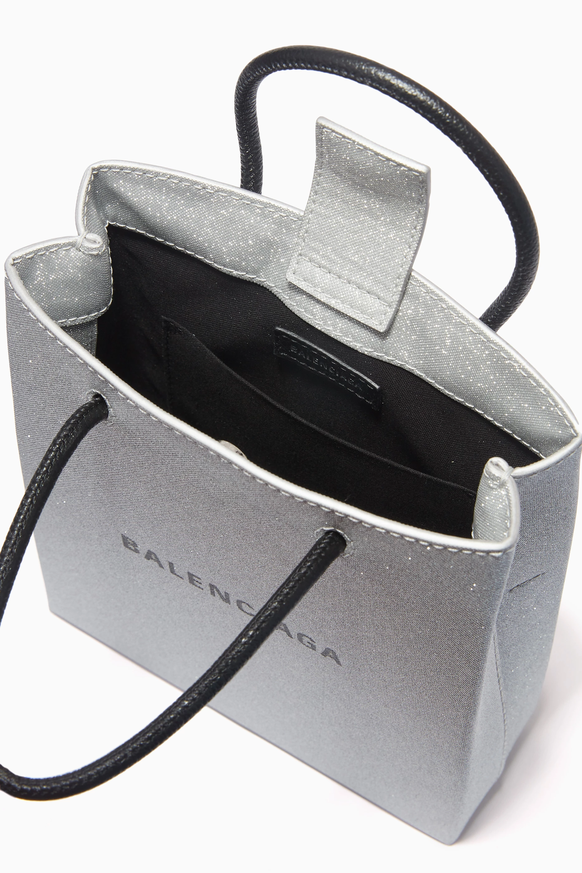 Buy Balenciaga Silver Shopping Phone Holder Bag in Glitter Fabric For Women Online Ounass Saudi