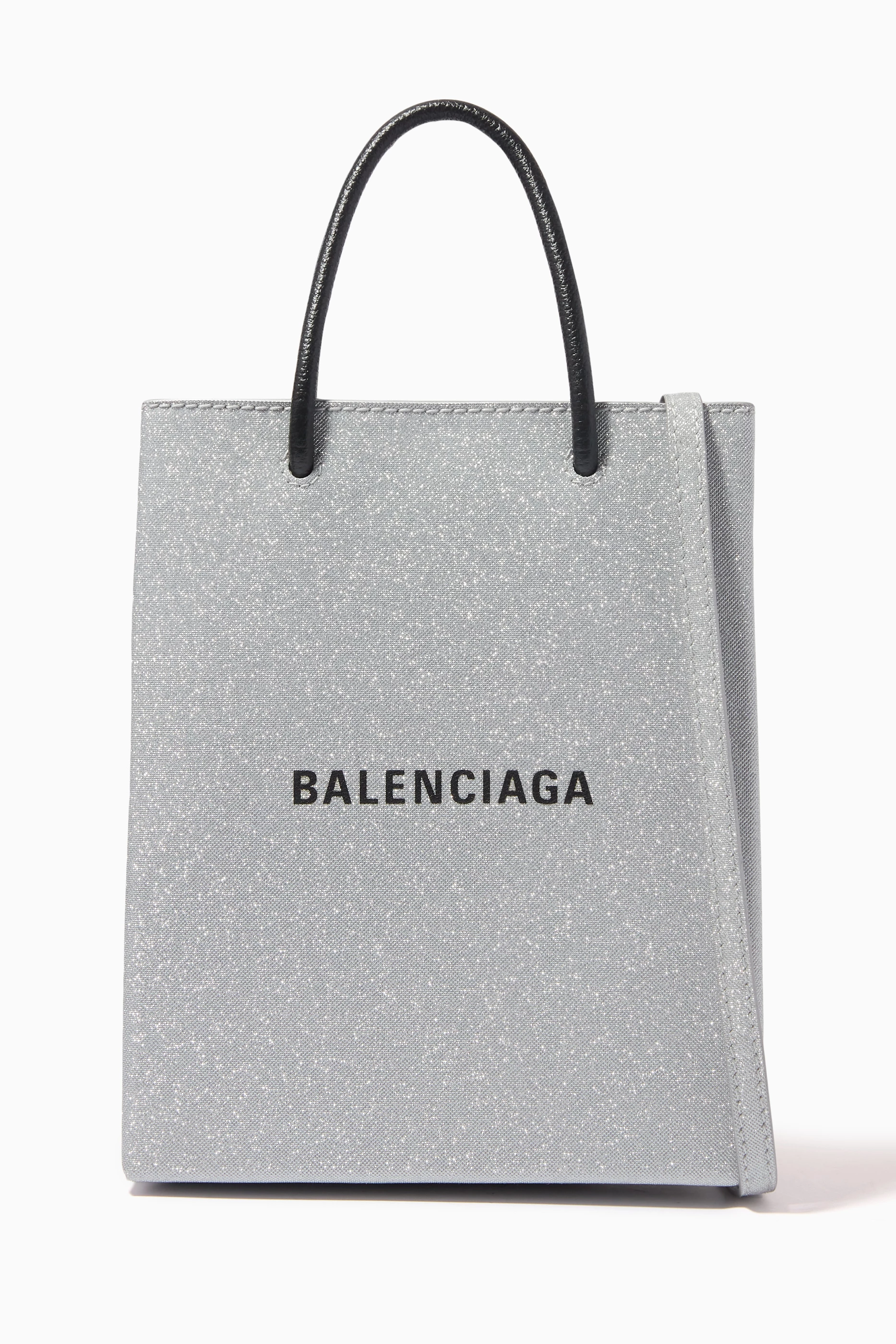Buy Balenciaga Silver Shopping Phone Holder Bag in Glitter Fabric For Women Online Ounass Saudi