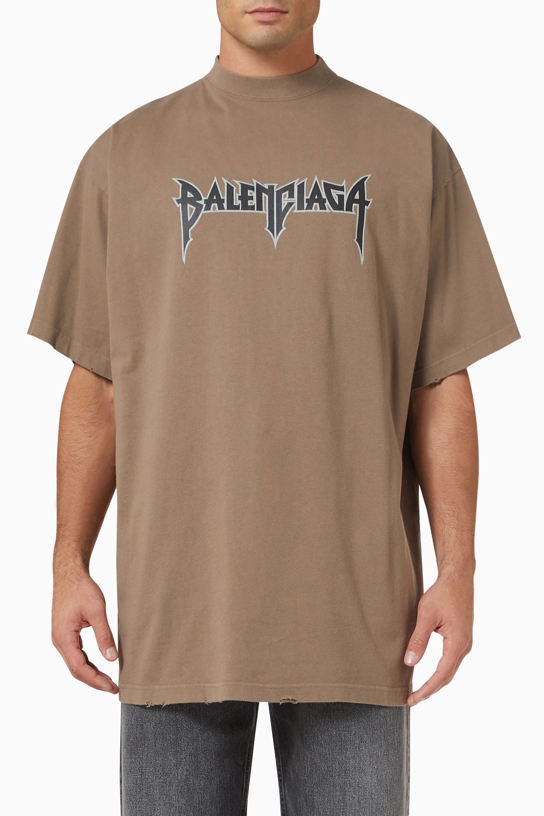 Buy Balenciaga Neutral Metal Oversized T-shirt in Cotton Jersey 