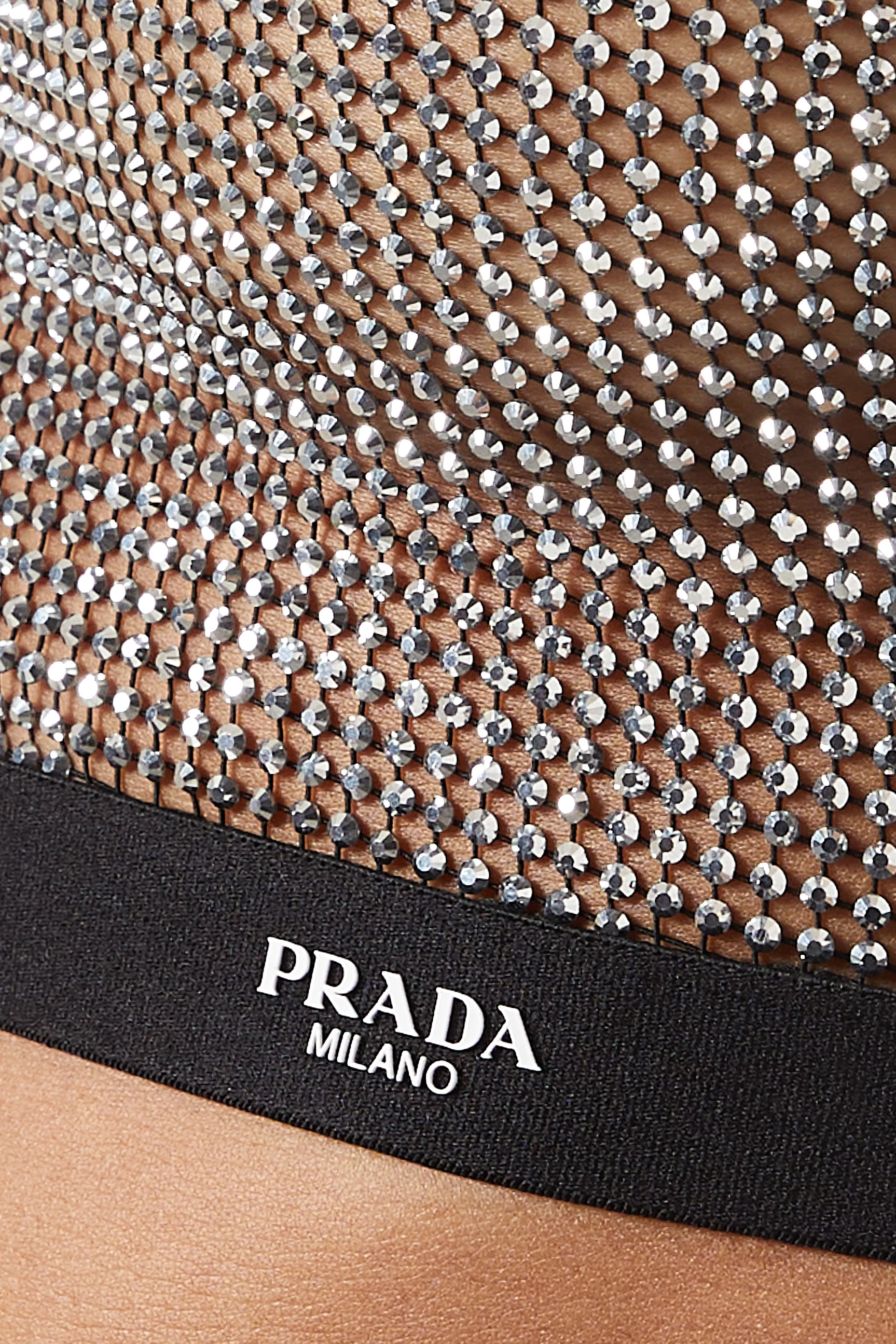 Buy Prada Silver Crop Top in Rhinestone Mesh For Women Online