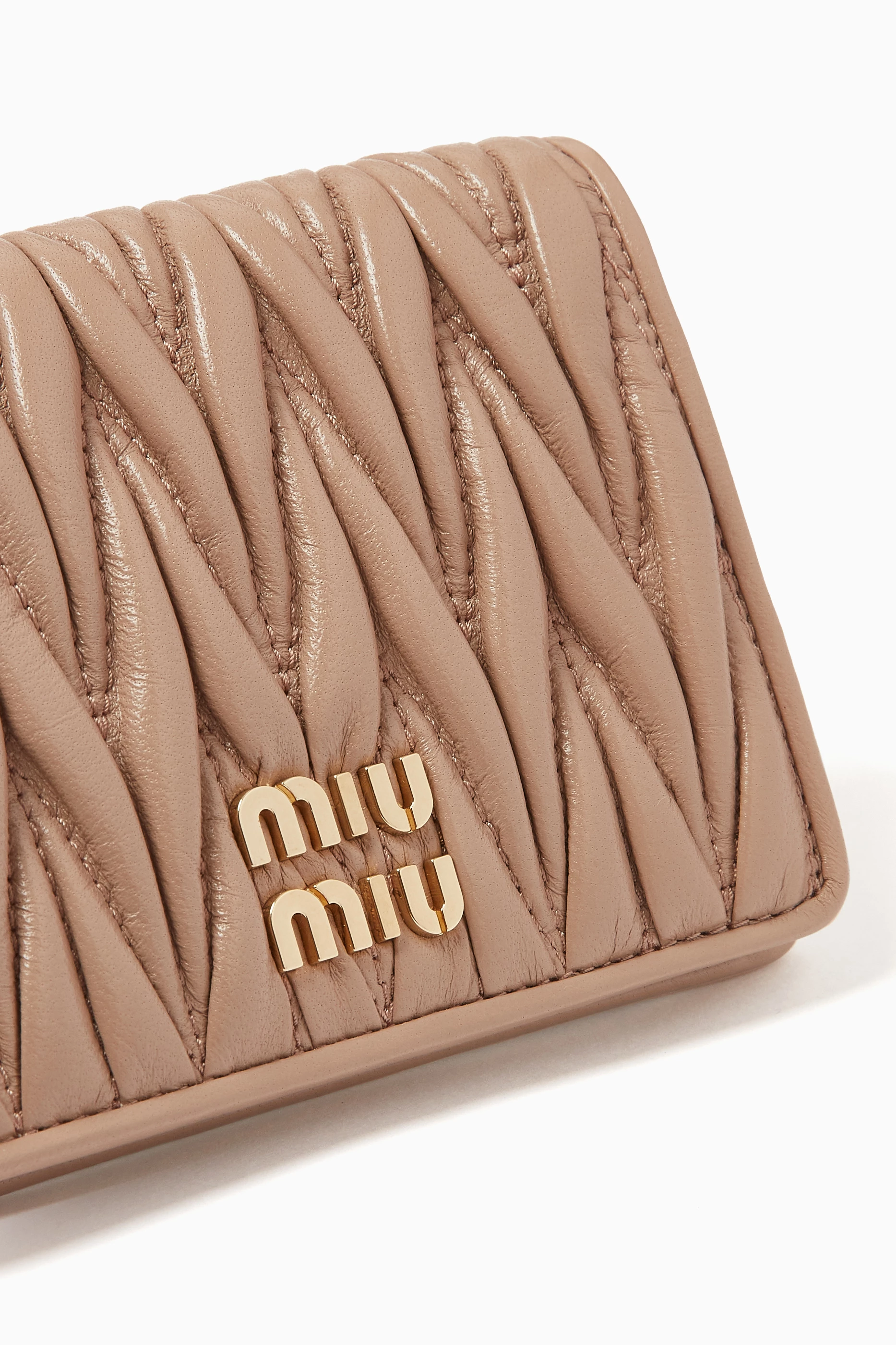 【MIUMIU】MATELASSE FLAP WALLET MIU MIU Nappa Matelasse Flap Tri-Fold Wallet Geranio 1479412