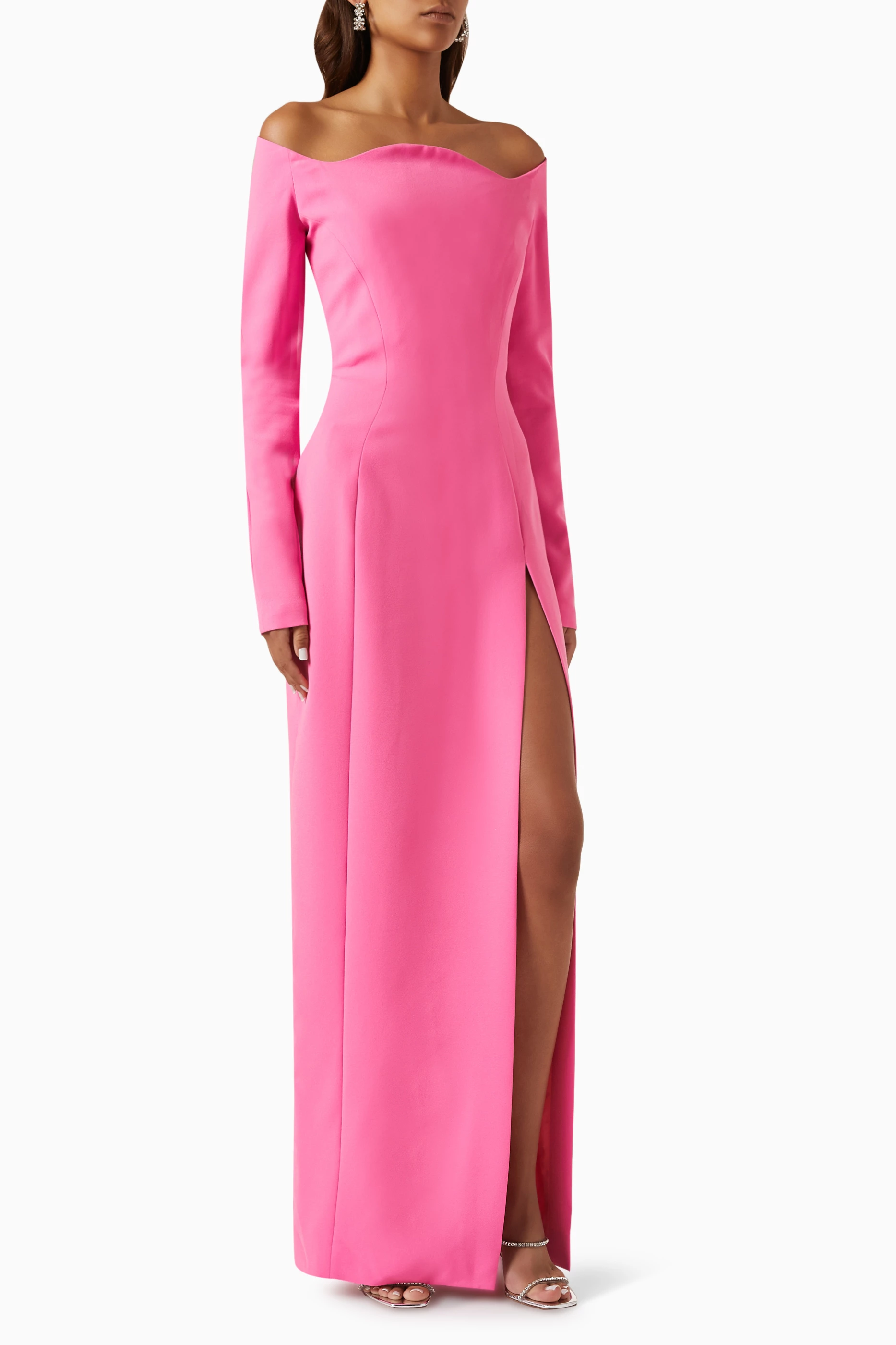 monot pink dress Buy Monot Pink Halterneck Diamond Cut-out Dress in Crepe For Women Online