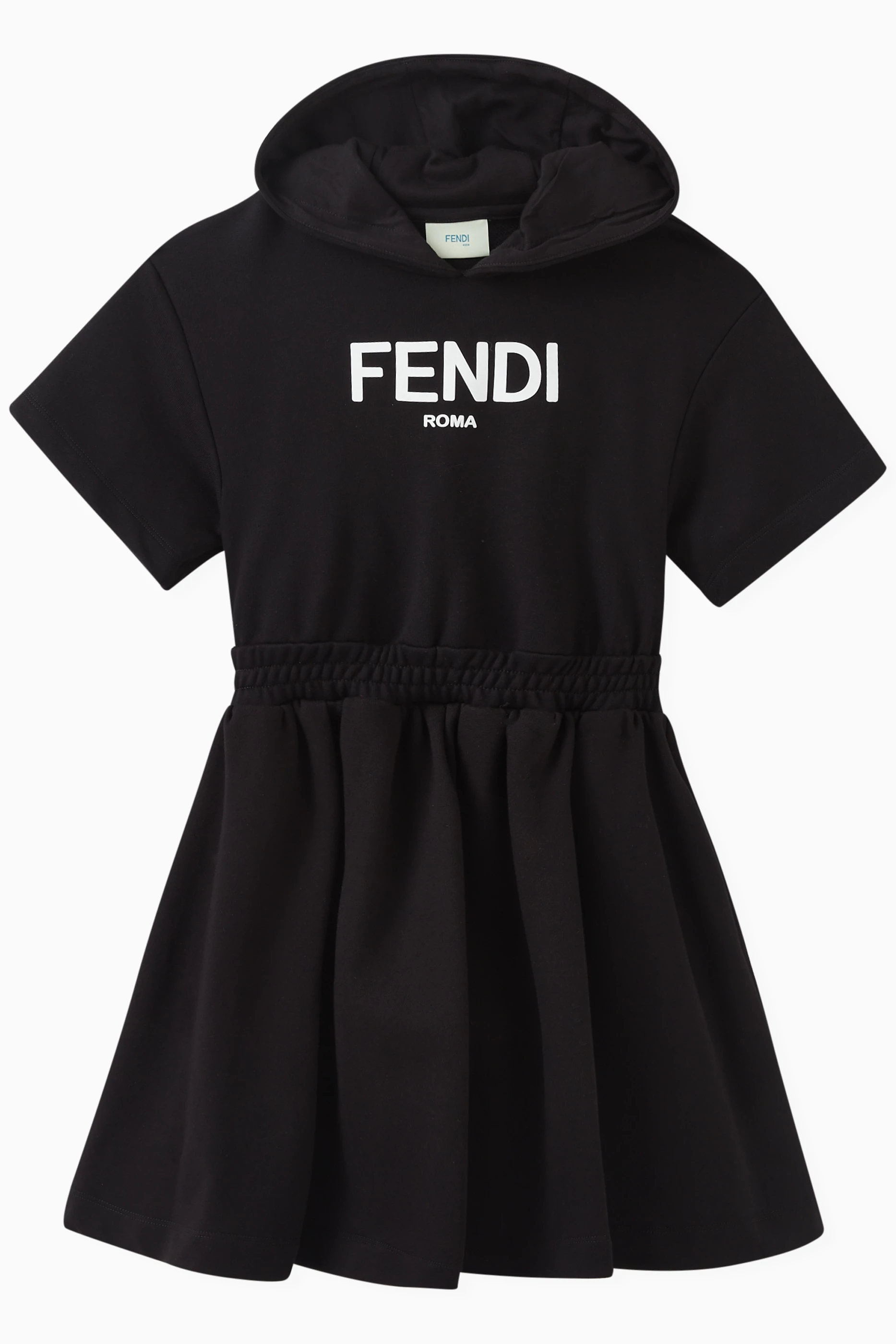 Buy Fendi Black Logo Print Hoodie Dress in Cotton For Girls Online Ounass Saudi