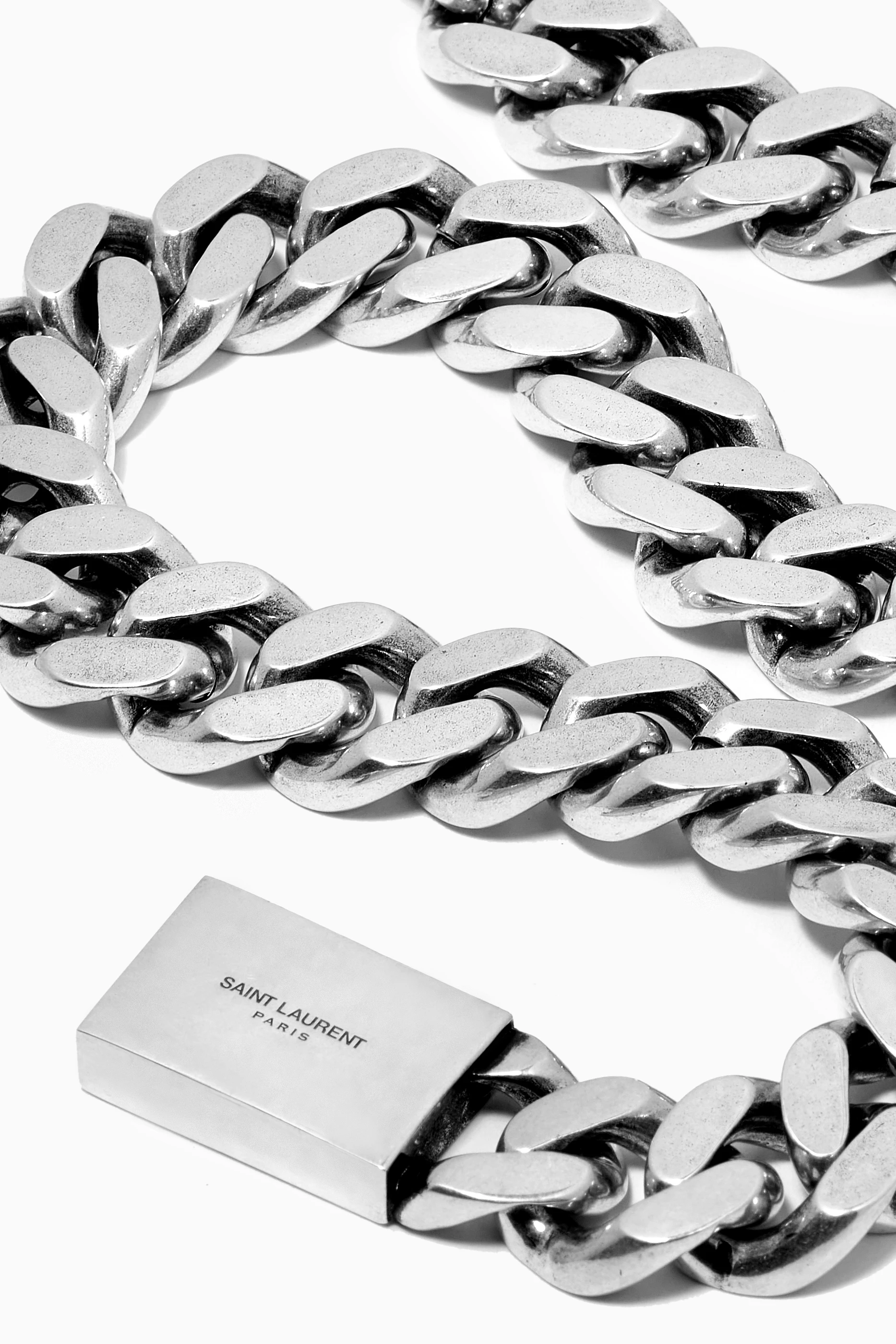 Buy SAINT LAURENT Silver Curb Chain Necklace in Metal For Women