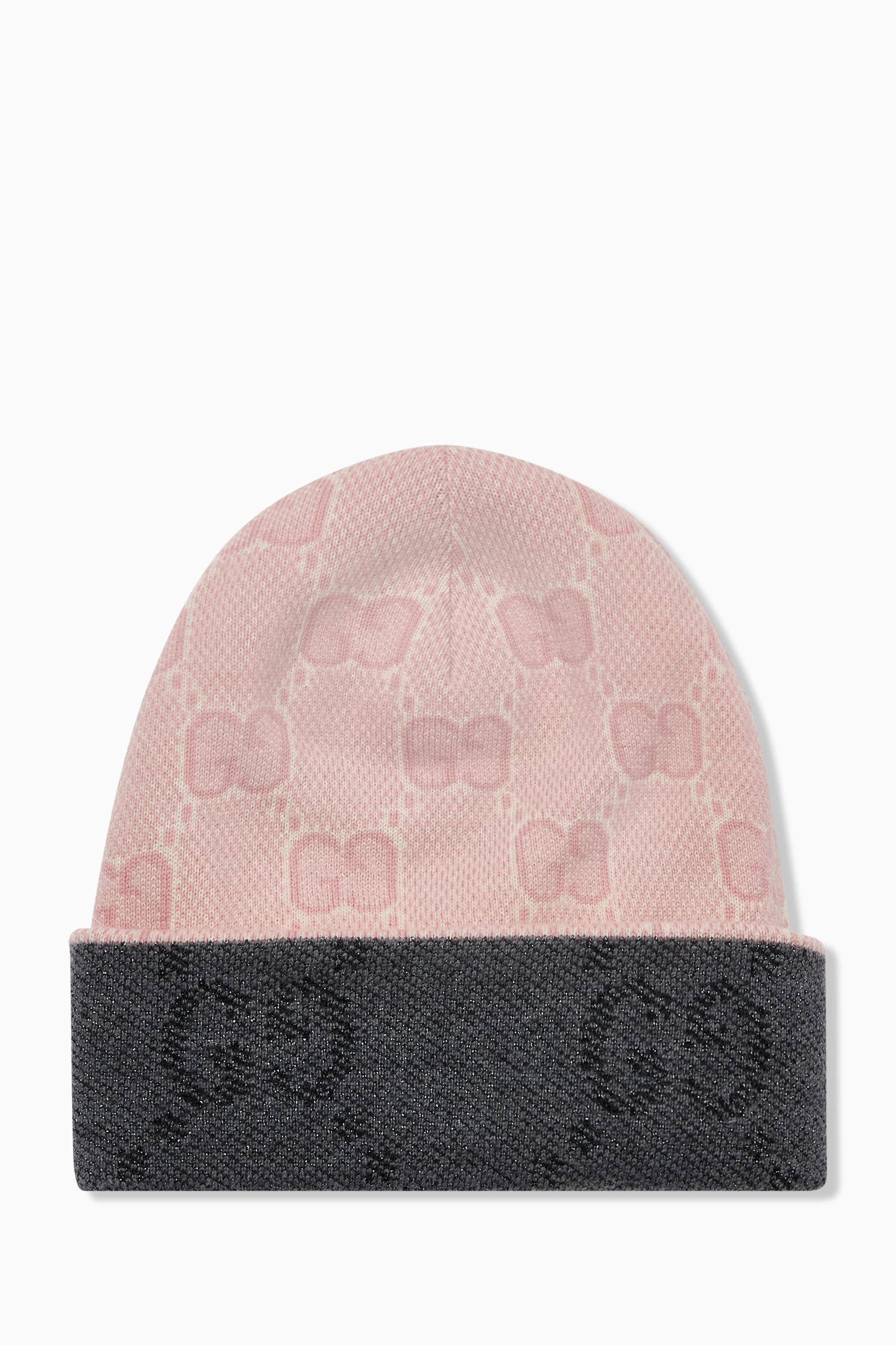Buy Gucci Pink Reversible GG Beanie in Wool For Women Online