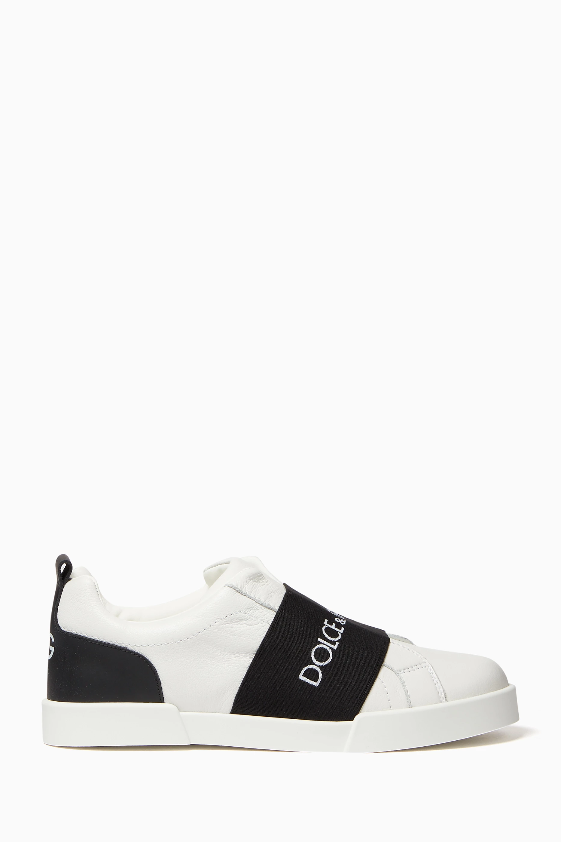 Buy Dolce Gabbana White DG Essential Logo Sneakers in Leather For Boys Online Ounass Saudi