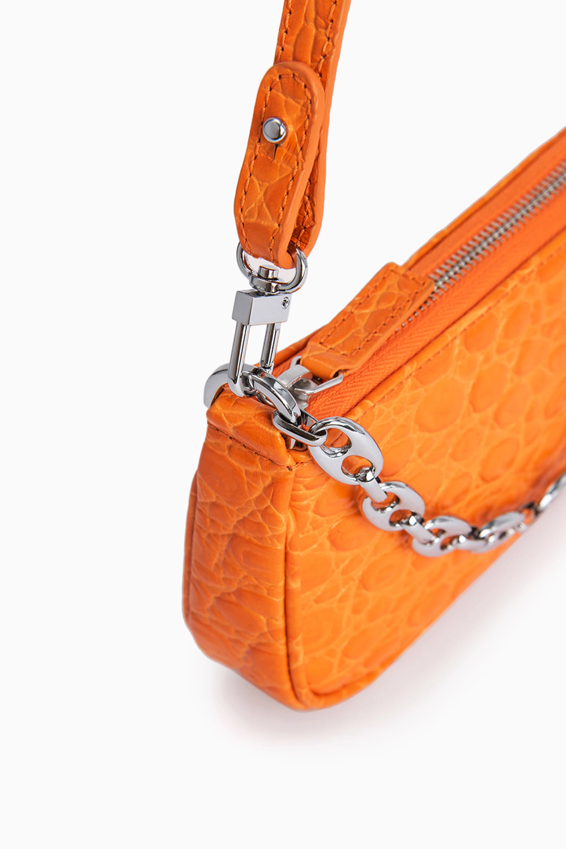 【送料&関税込】By Far Mini Rachel Orange Croco Leather Hand Buy BY FAR Orange Mini Rachel Shoulder Bag in Circular Croc