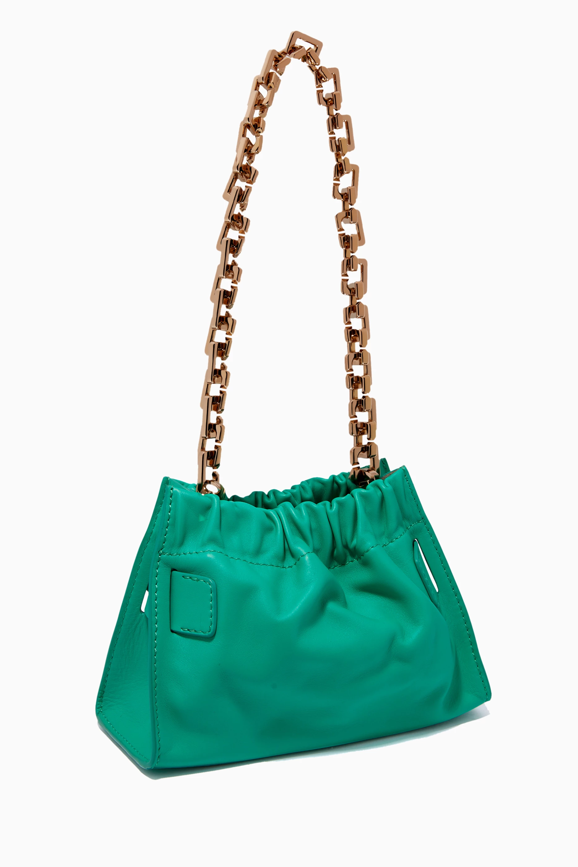 Buy BOYY Green Square Scrunchy Shoulder Bag in Calfskin For Women