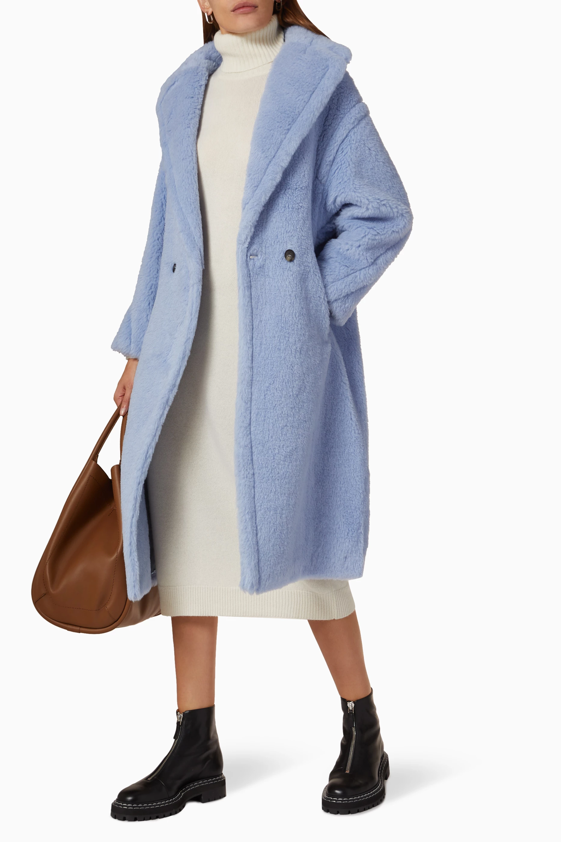 Buy Max Mara Blue Teddy Bear Icon Coat in Faux Fur For Women