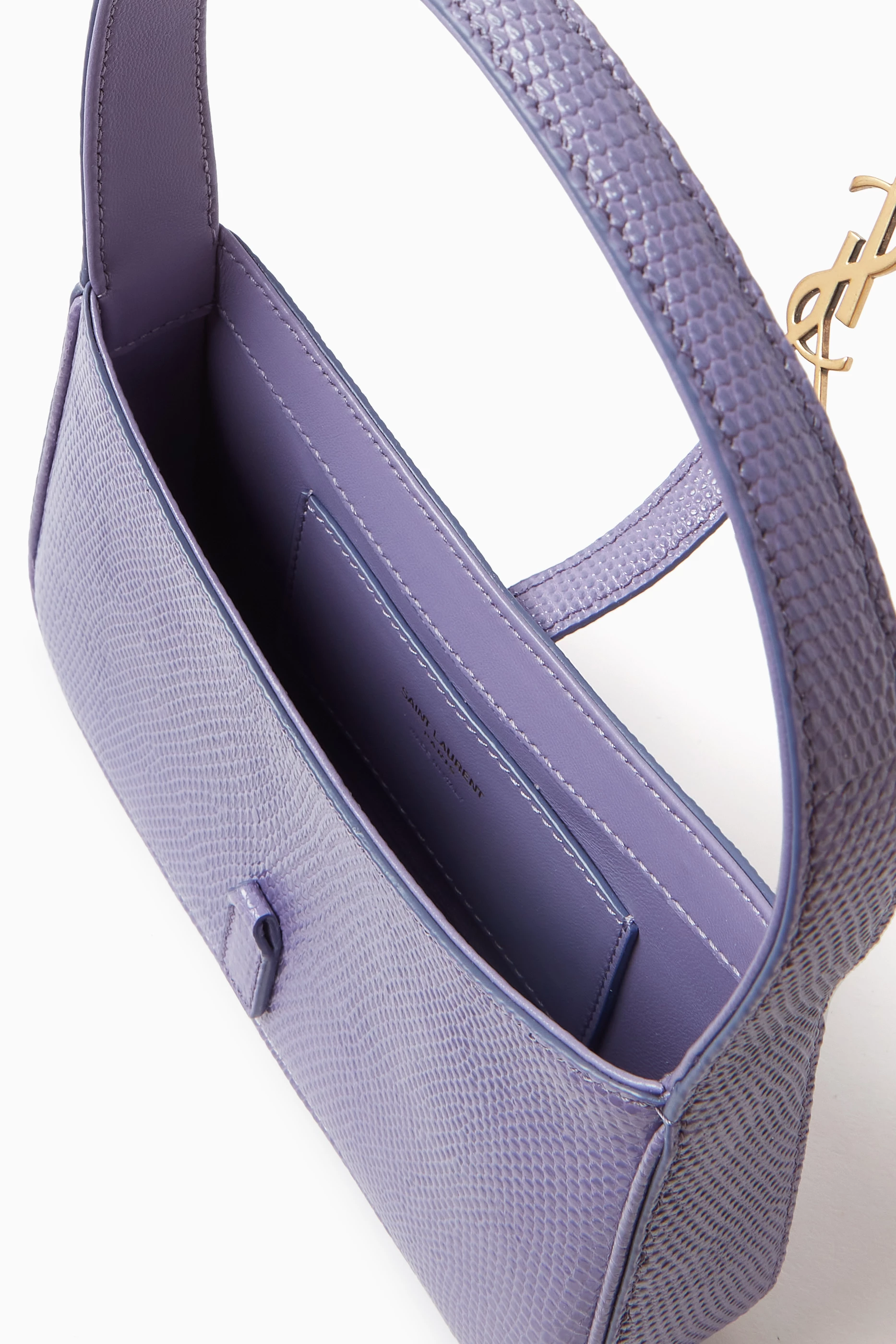Buy SAINT LAURENT Purple Mini Le 5 A 7 Hobo Bag in Lizard