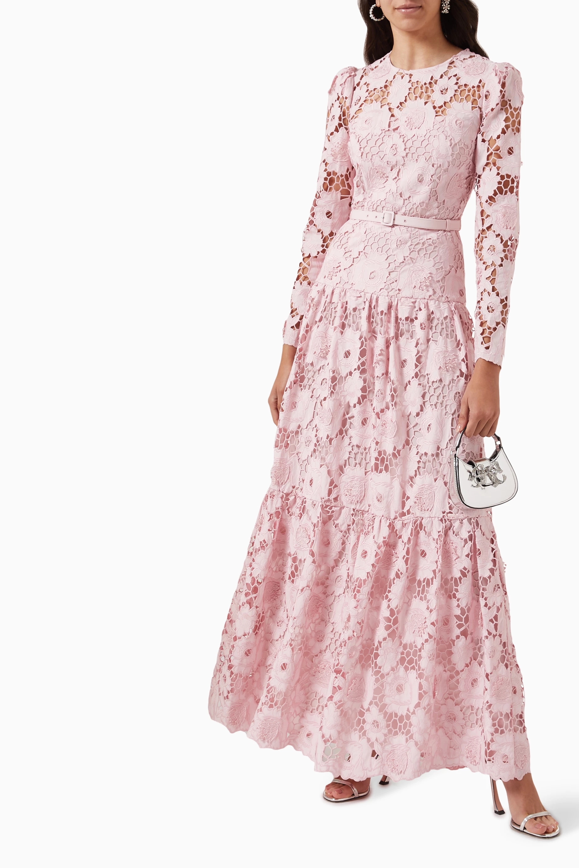 3D Lace Maxi Dress in Cotton