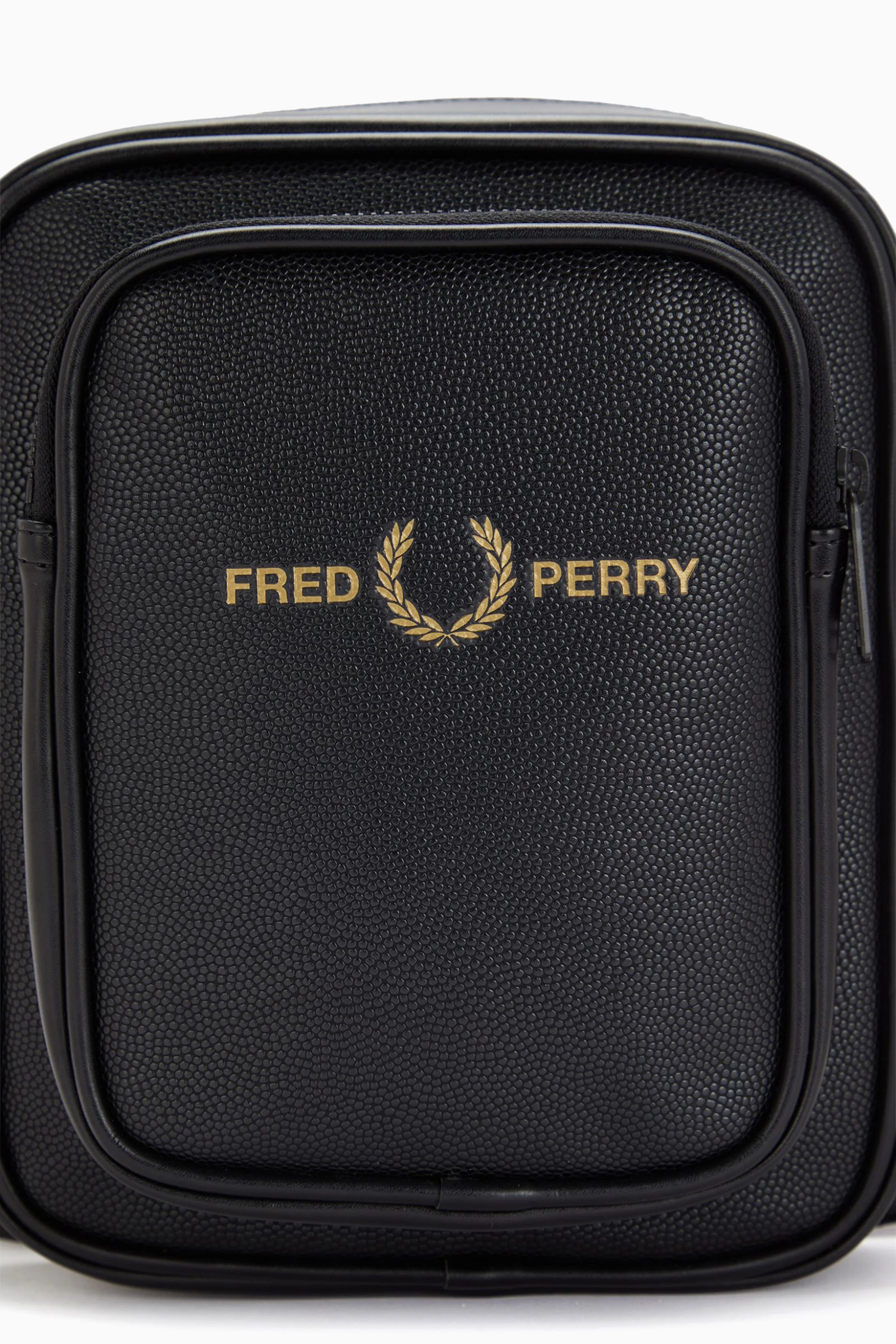 Buy Fred Perry Black Scotch Grain Side Bag in Pu For Men