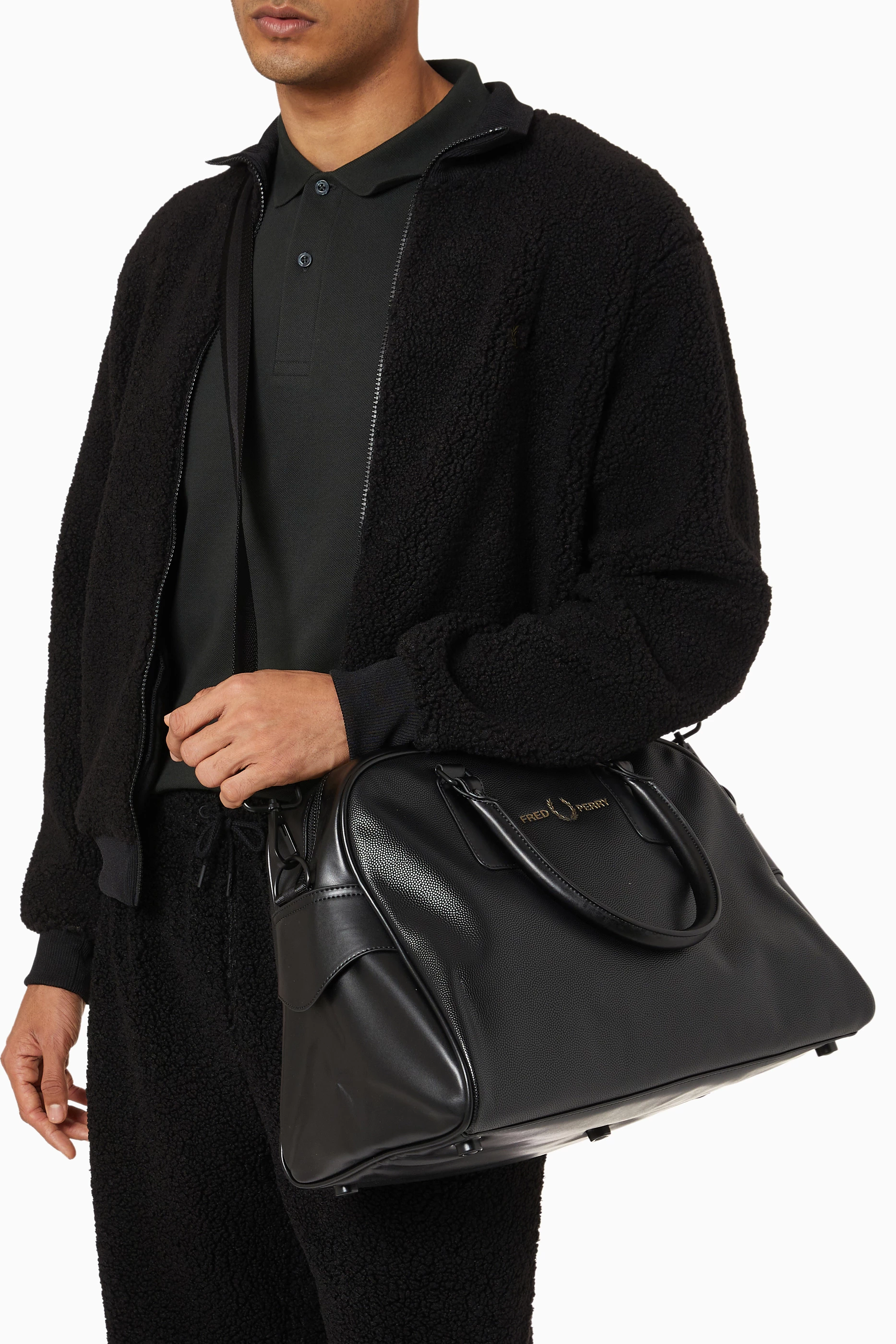 Buy Fred Perry Black Scotch Grain Grip Bag in Pu For Men Online Ounass Saudi