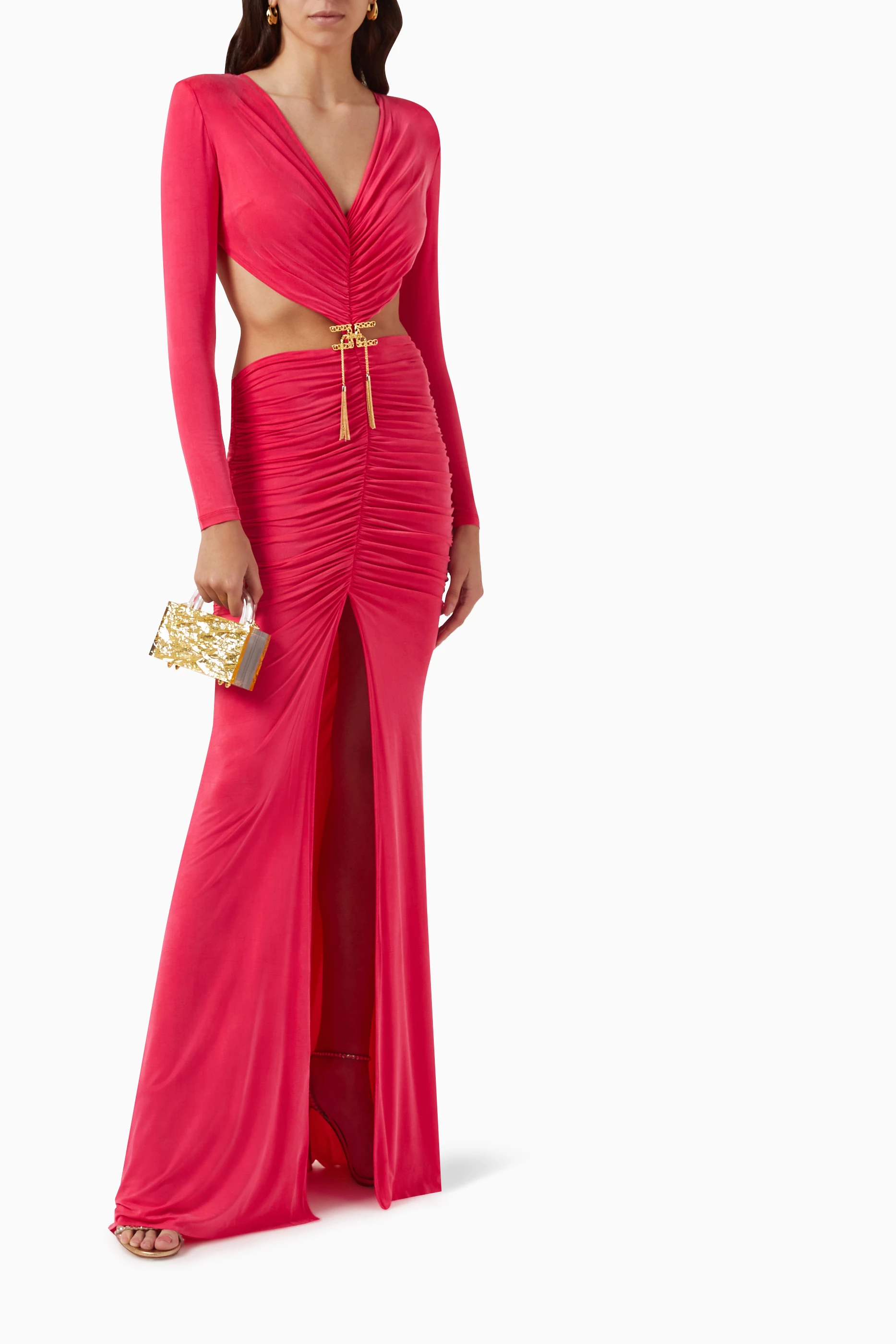 ワンピース ELISABETTA FRANCHI Crystal 'Red Carpet' dress Pink ABR1051E2 Red Carpet dress in tulle fabric with all-over crystals