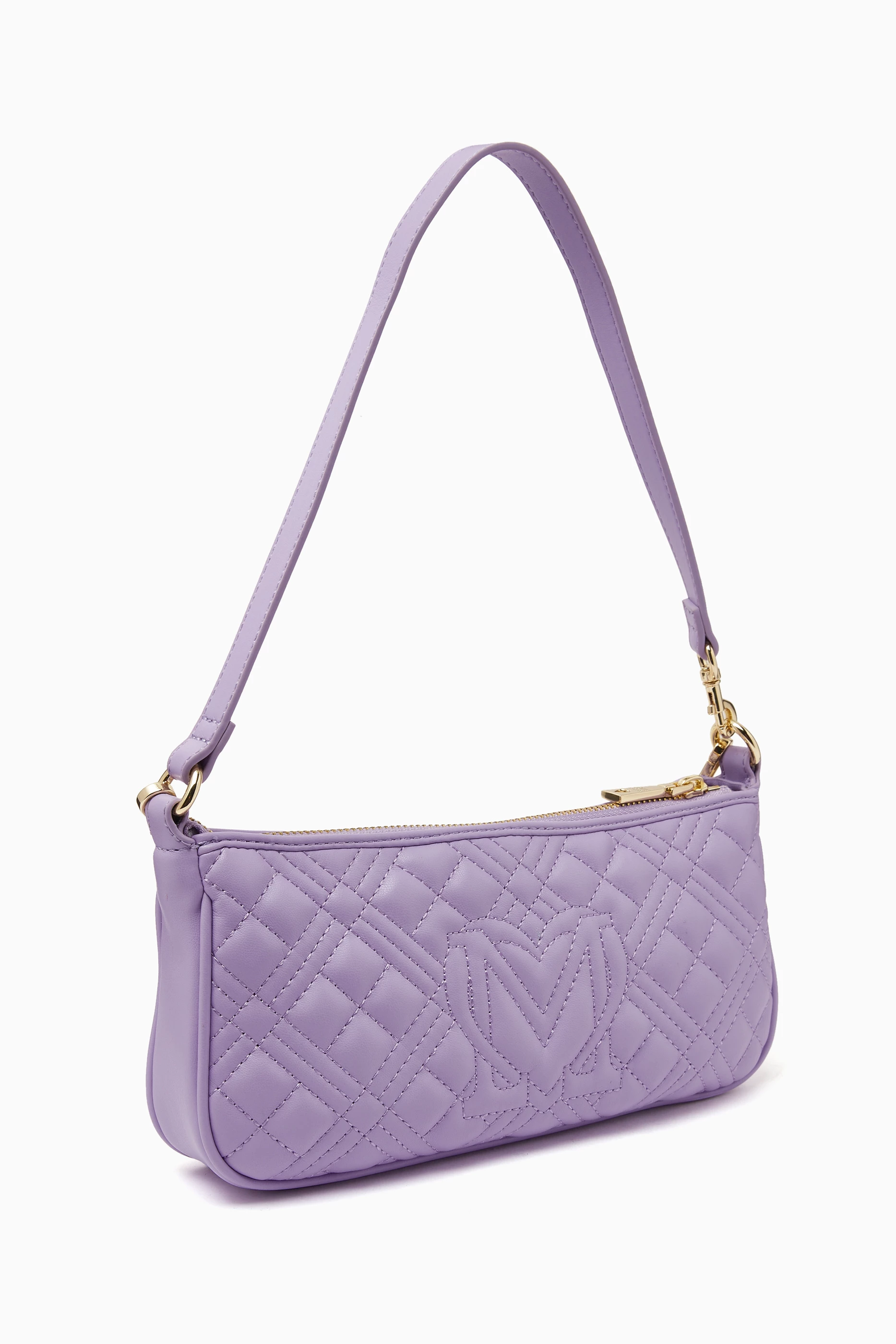 Buy Love Moschino Purple Small Quilted Multi Chain Shoulder Bag in