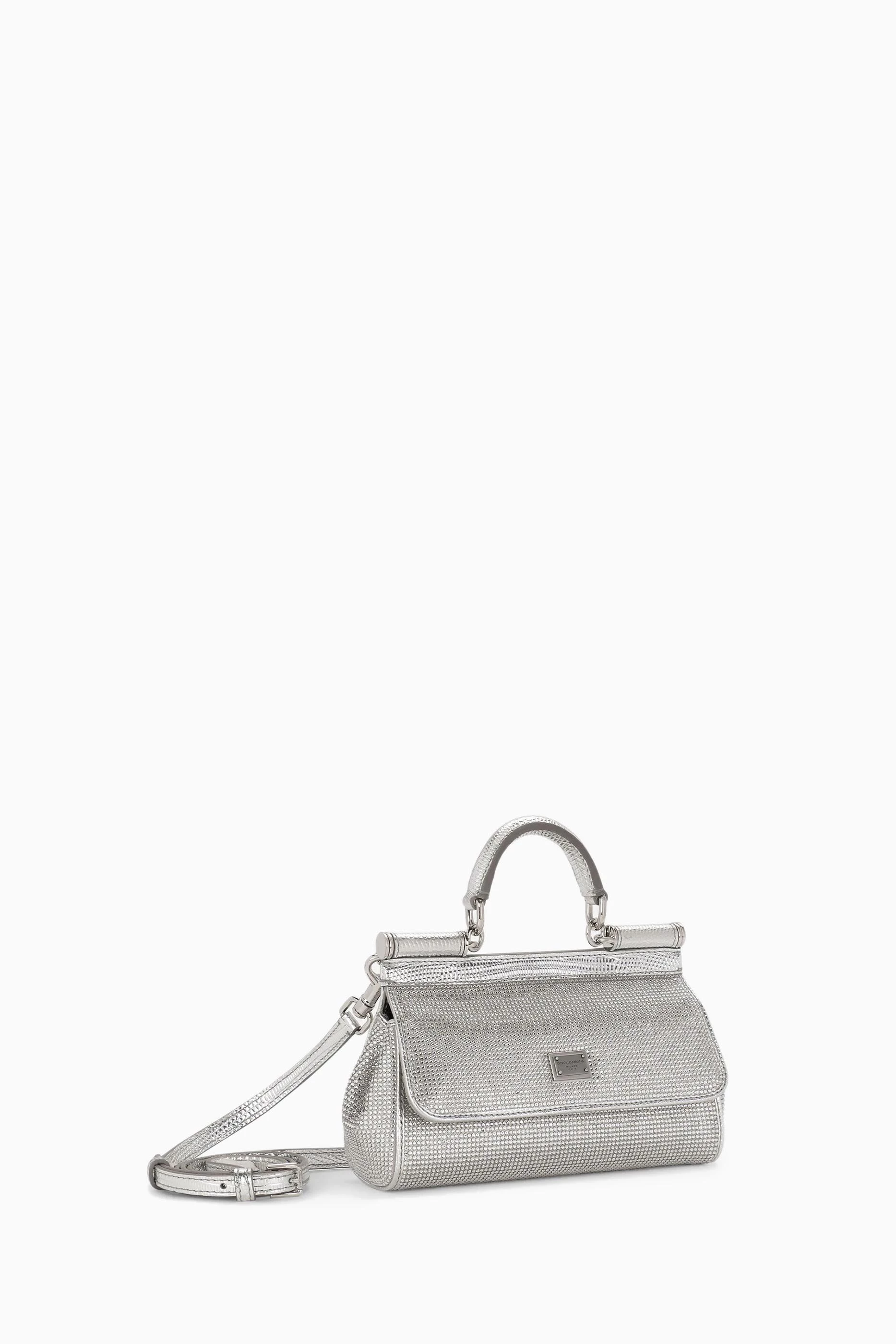 Buy Dolce Gabbana Silver x KIM Small Sicily Long Bag in Rhinestone covered Satin For Women Online Ounass Saudi