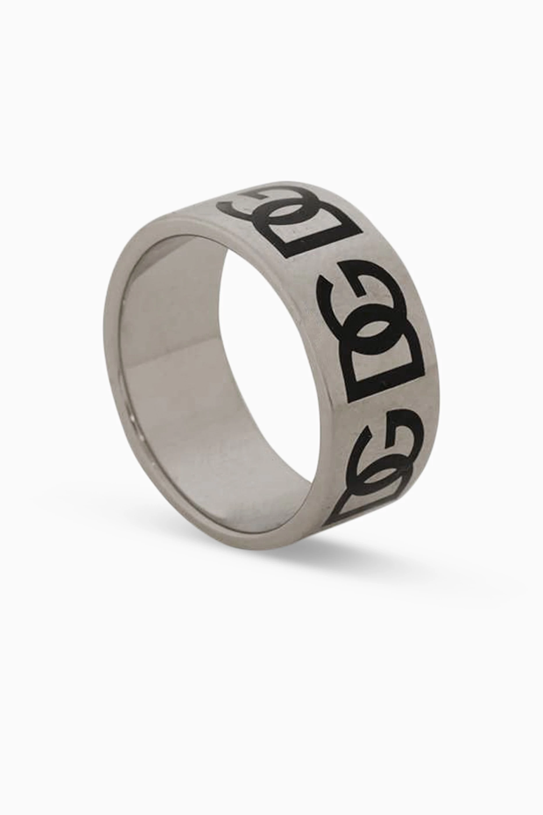 Buy Dolce & Gabbana Silver Logo-engraved Ring For Men Online