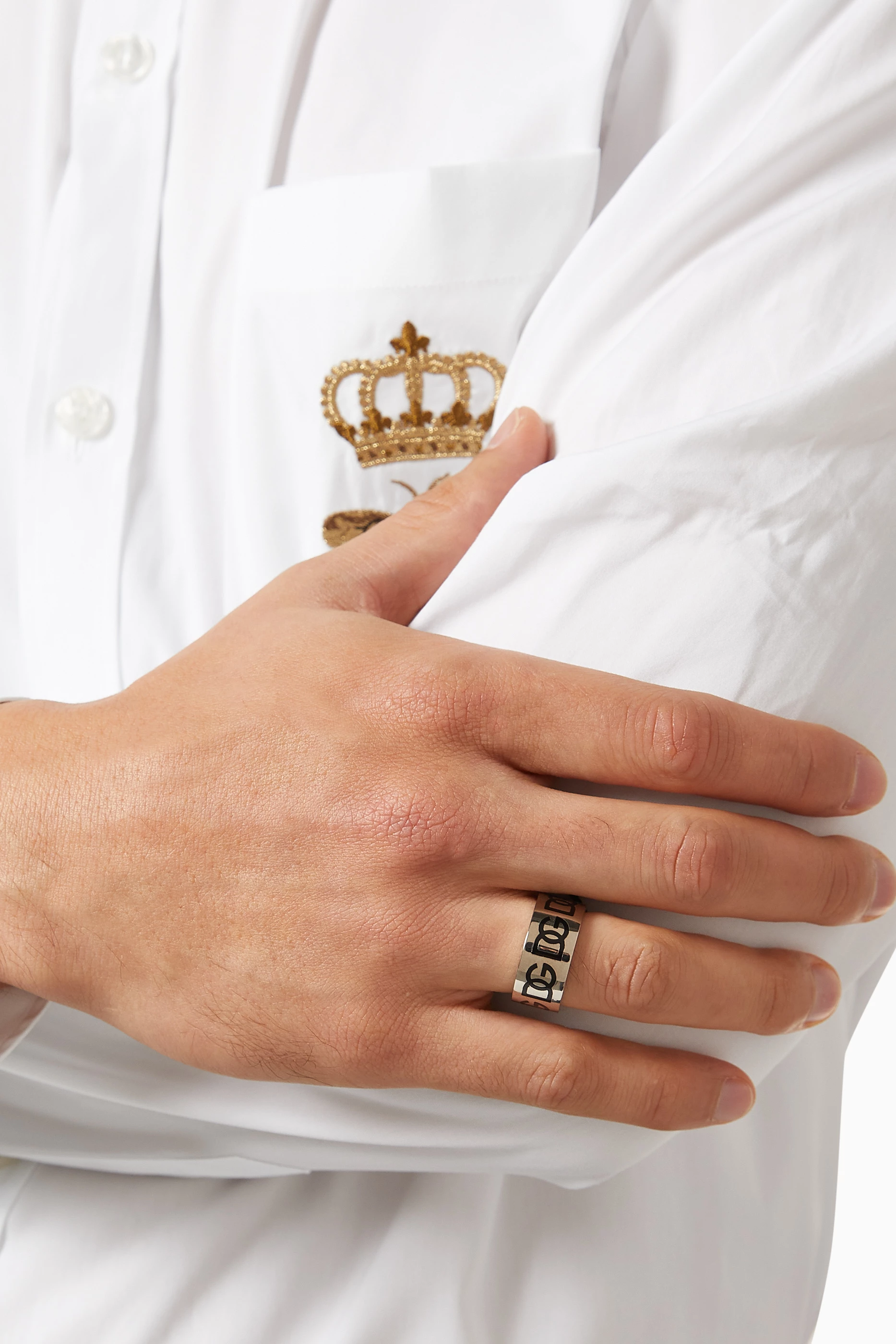 指輪・リング Dolce & Gabbana Silver-Tone Chunky Logo Ring in Brass Man Dolce & Gabbana Silver-tone Chunky Logo Ring In Brass Man