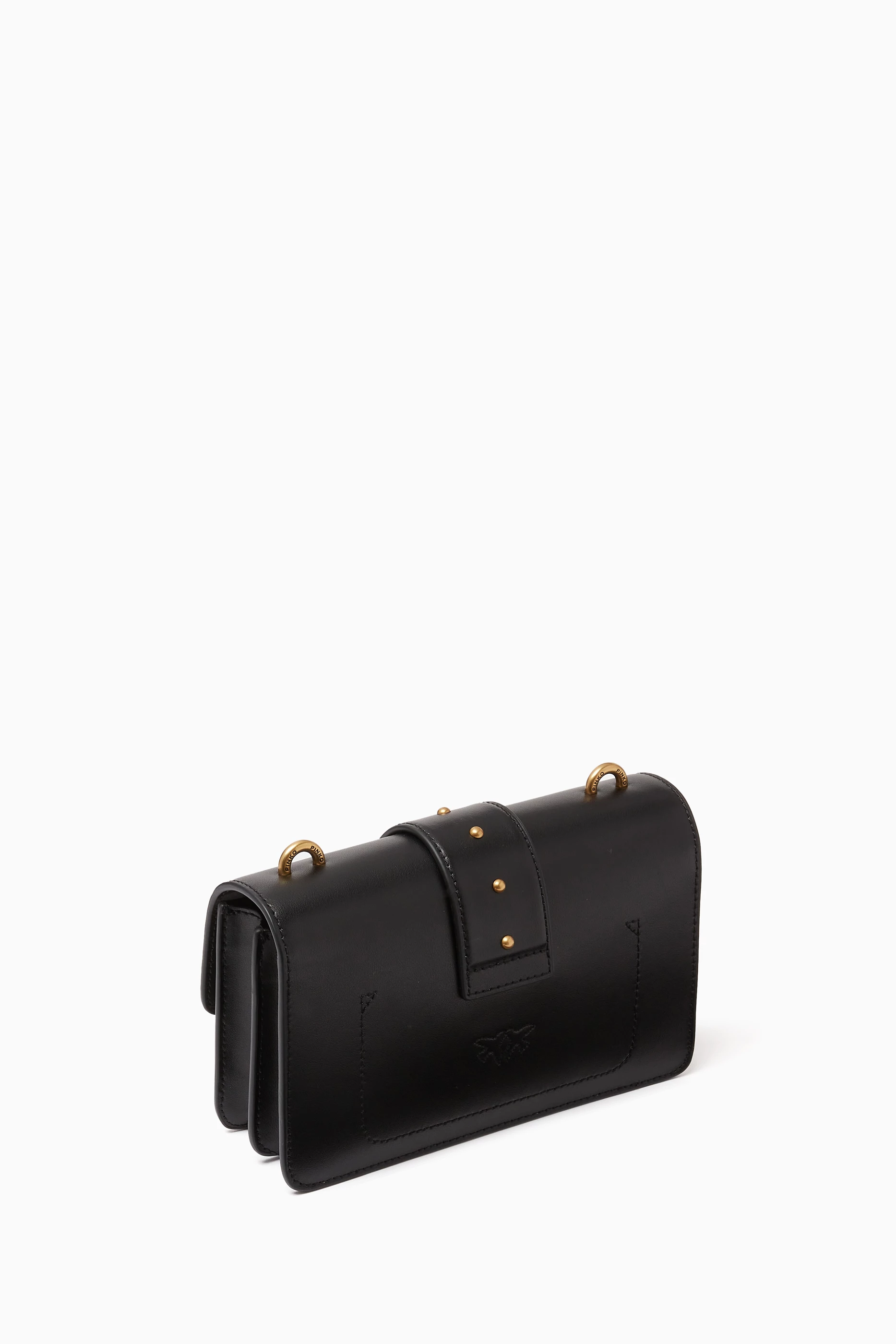 Buy PINKO Black Mini Love One Bag in Leather For Women