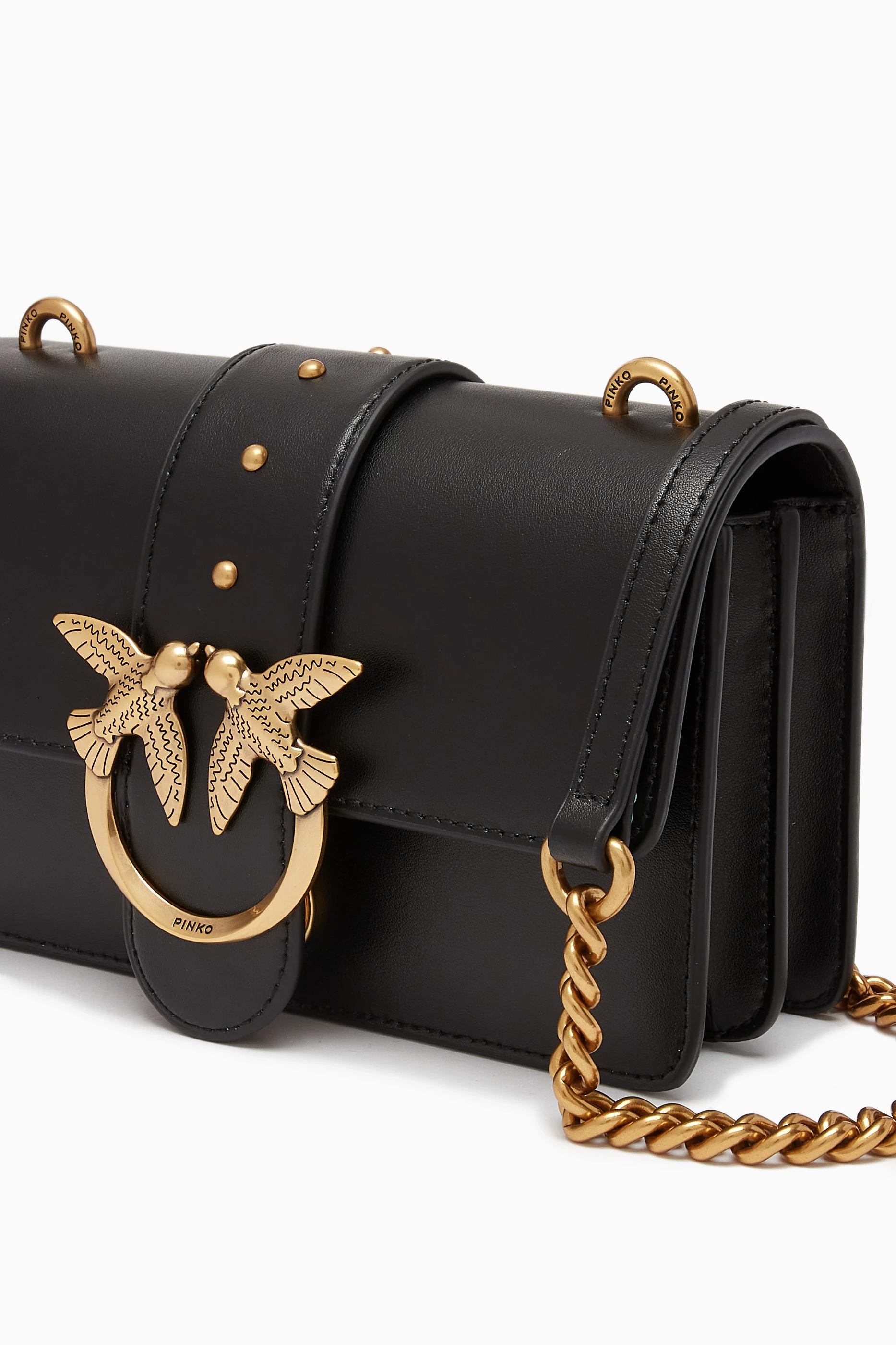 Buy PINKO Black Mini Love One Bag in Leather For Women Online Ounass Saudi