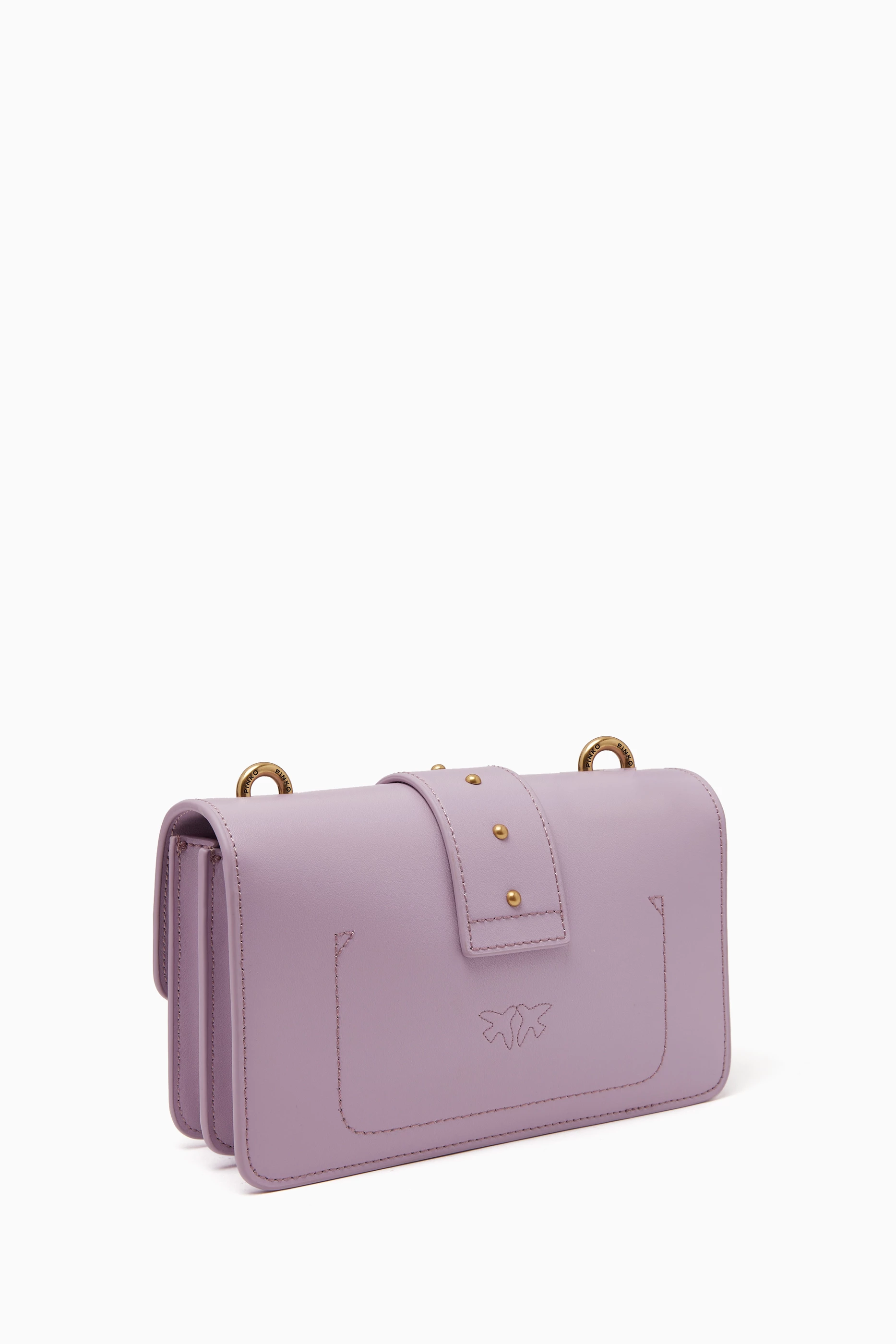 Buy PINKO Purple Mini Love One Bag in Leather For Women Online Ounass Saudi