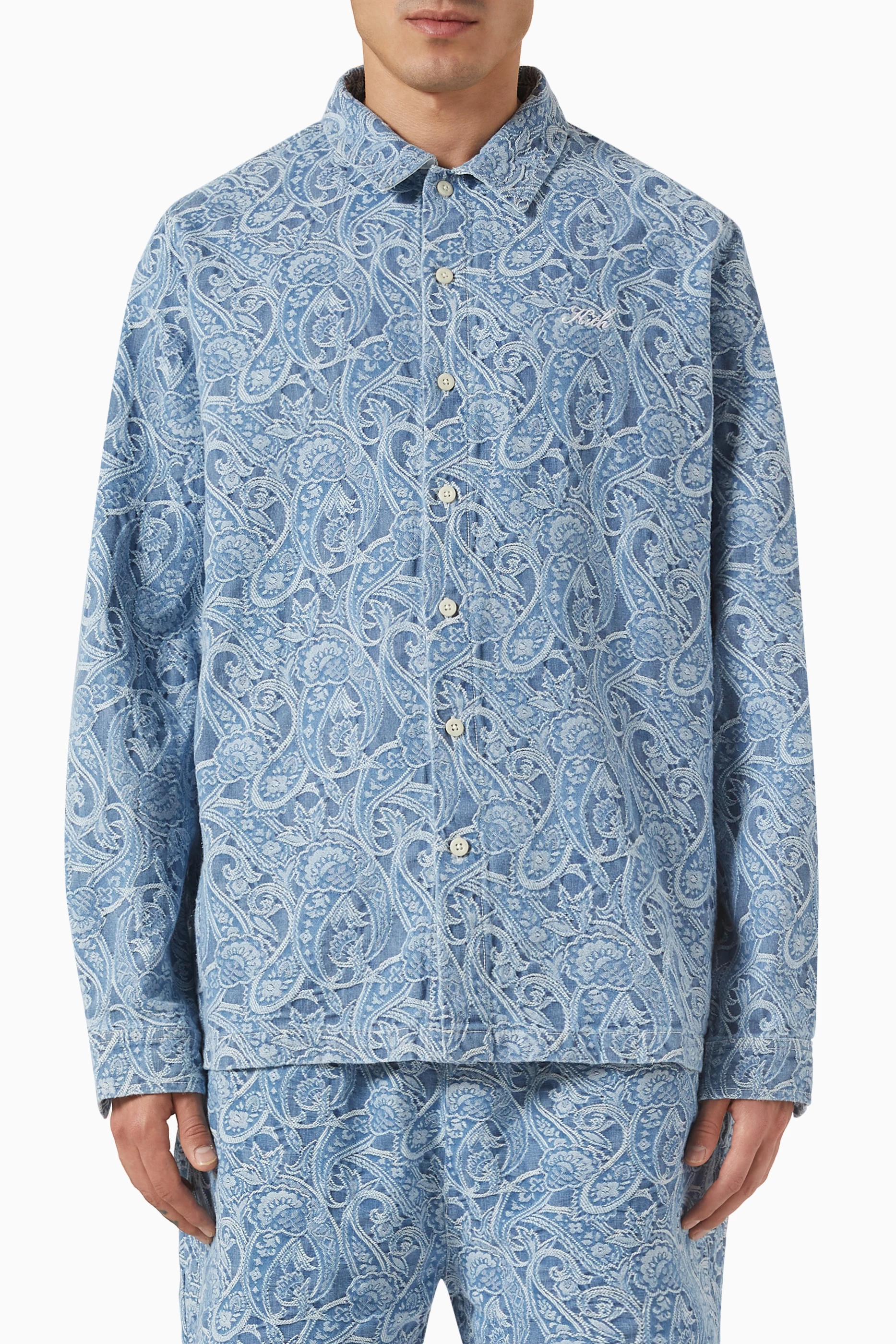 Buy Kith Blue Japanese Paisley Shirt in Denim For Men Online 