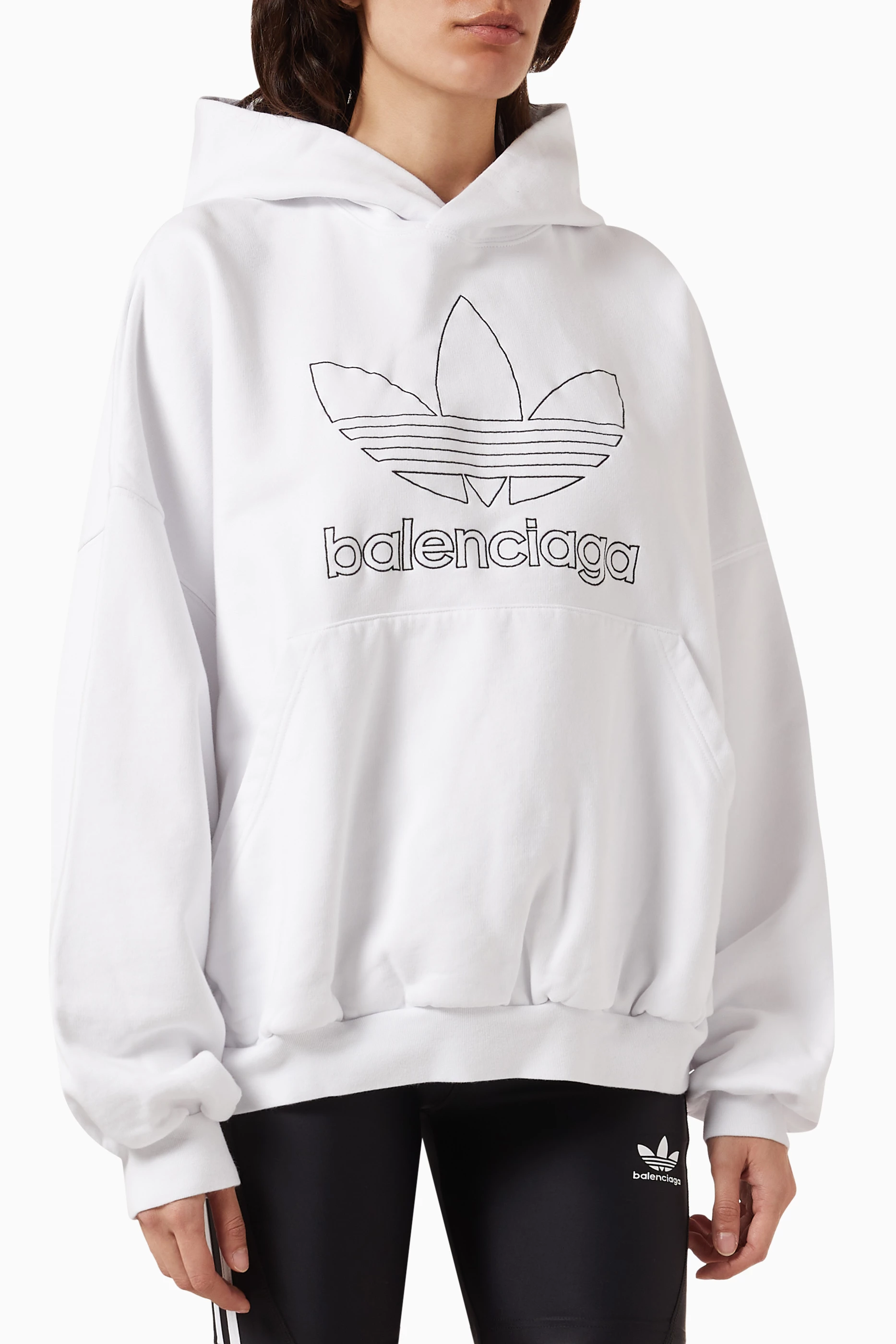 Buy Balenciaga White x adidas Large Fit Hoodie in Fleece For UNISEX Online  | Ounass Saudi