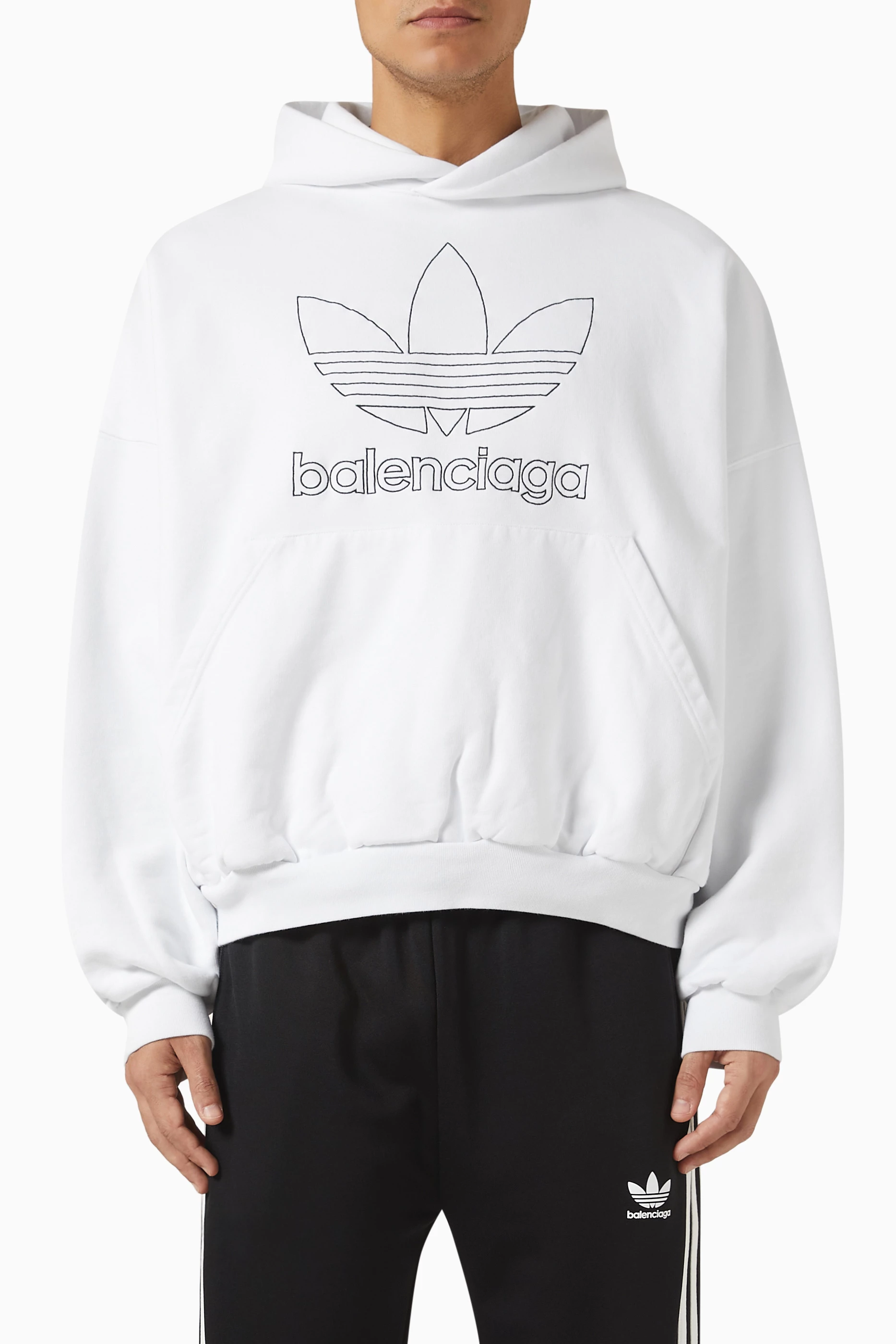 Buy Balenciaga White x adidas Large Fit Hoodie in Fleece For UNISEX Online Ounass Saudi