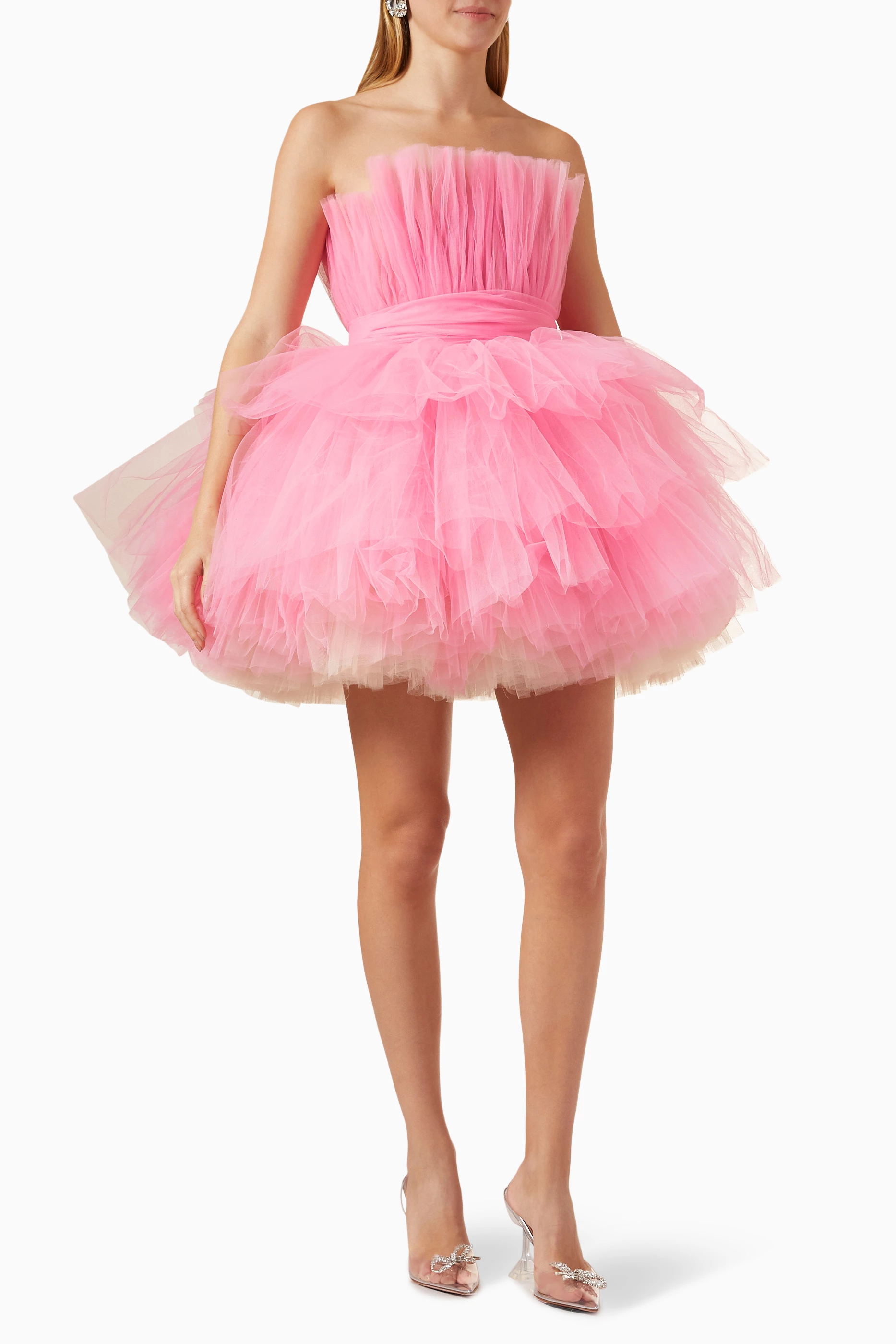 Buy Bronx and Banco Pink Anna Tiered Mini Dress in Tulle For Women Online |  Ounass Saudi