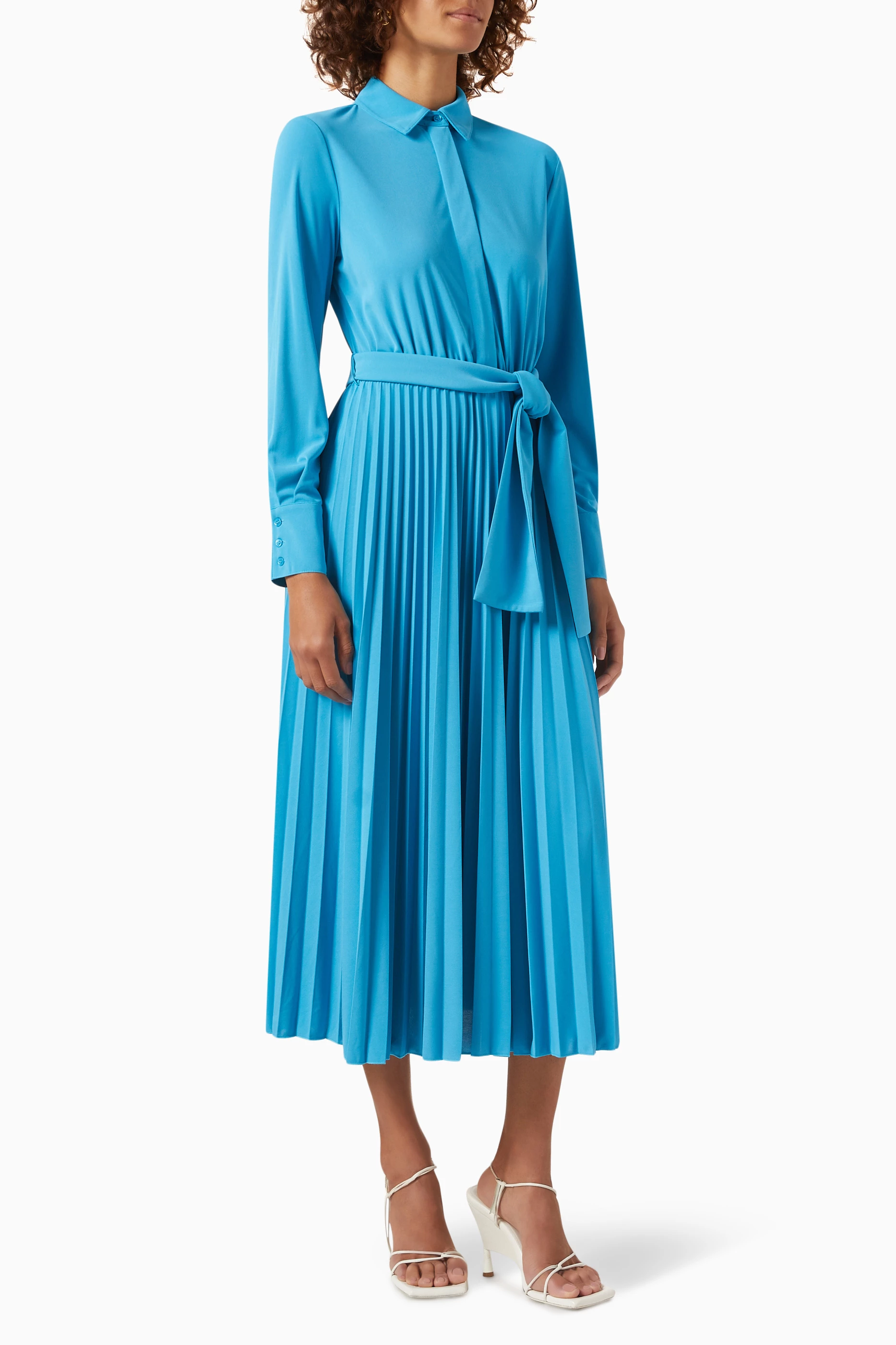 Buy Marella Blue Egadi Pleated Midi Dress For Women Online Ounass Saudi