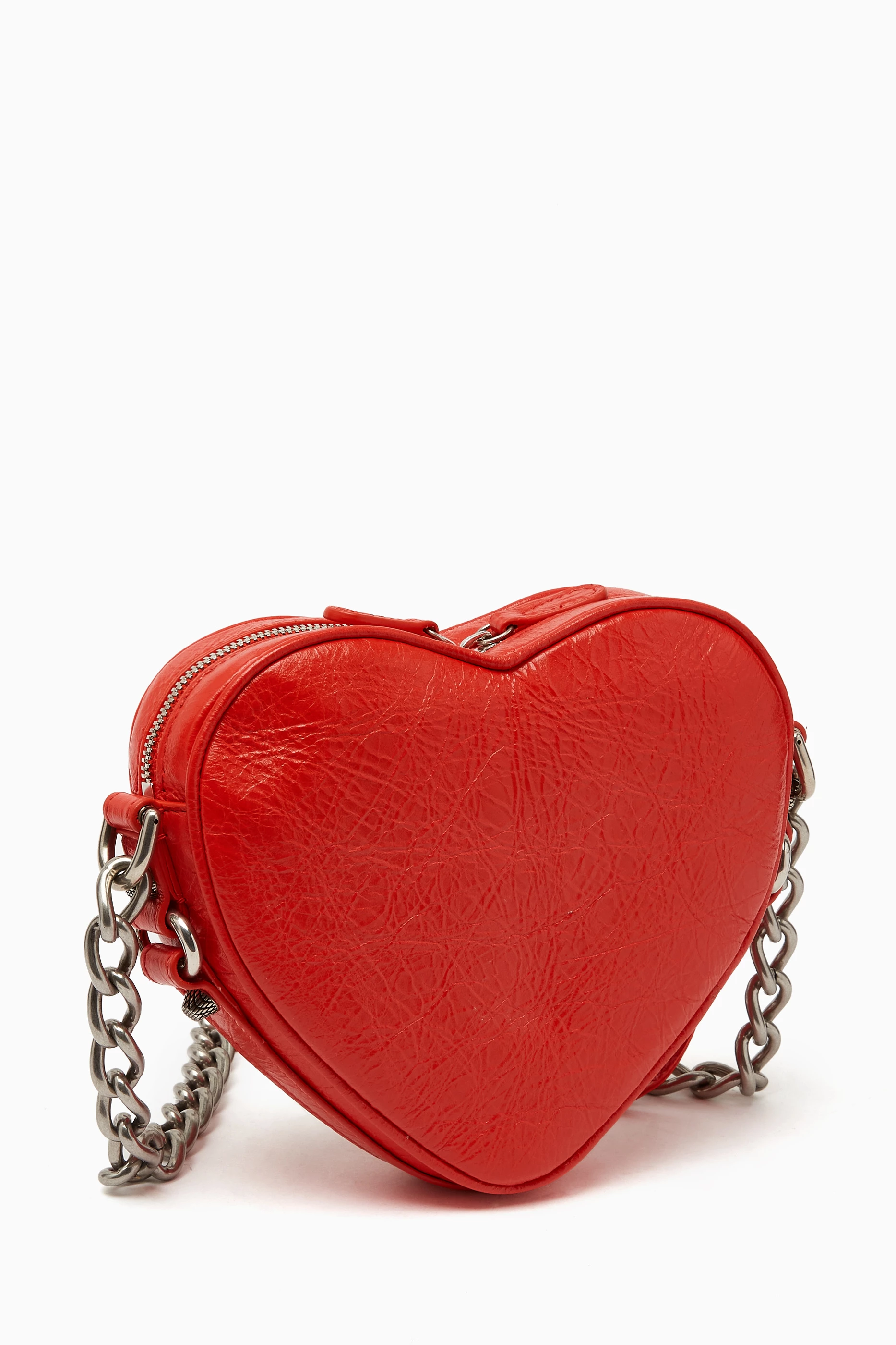 Buy Balenciaga Red Mini Le Cagole Heart Shoulder Bag in Leather