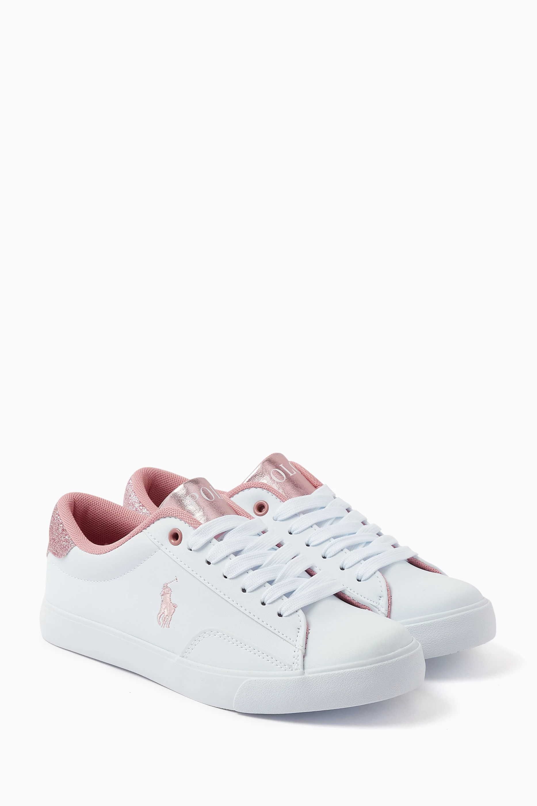 Pink ralph lauren trainers discount
