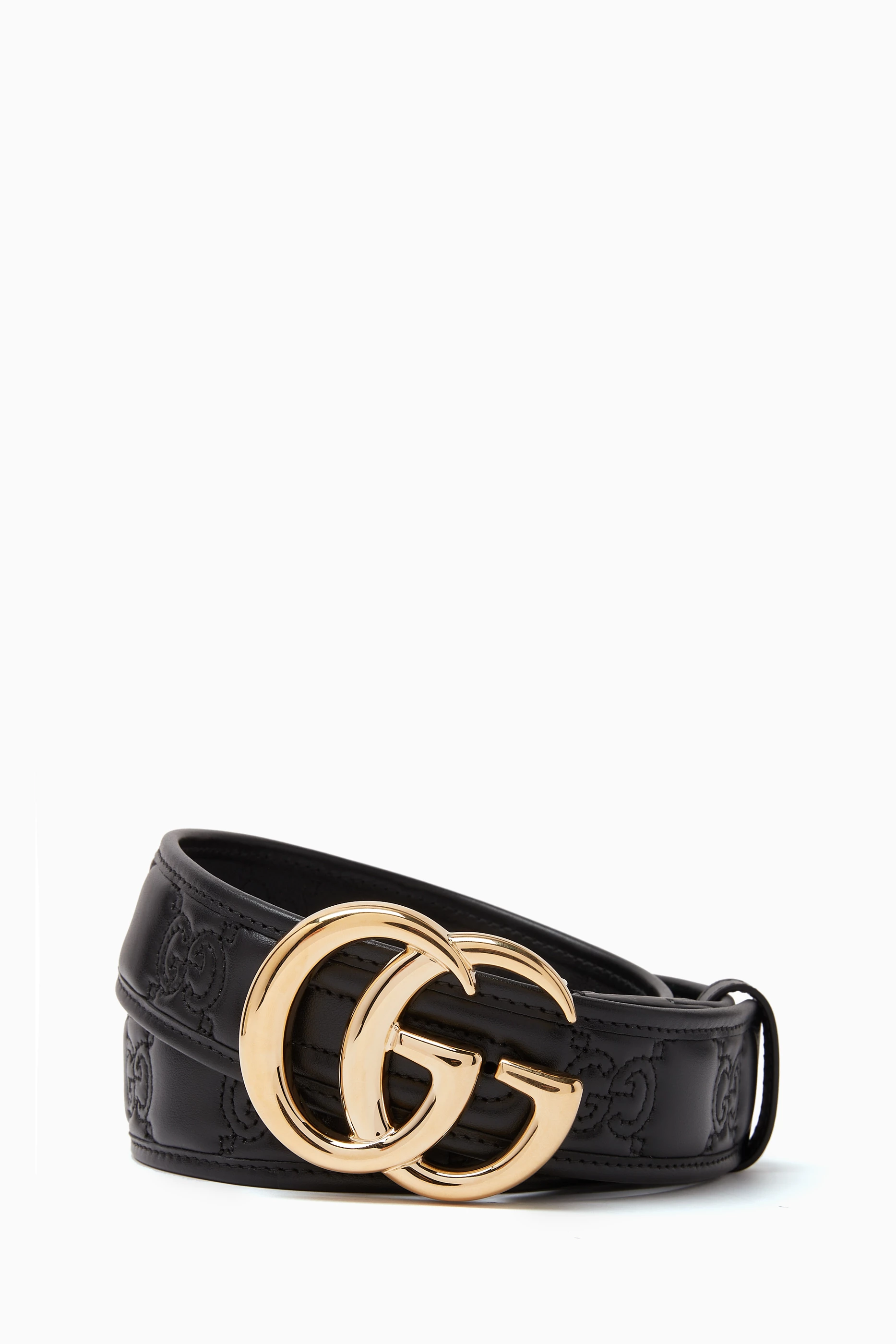Buy Gucci Black GG Marmont Embossed Belt in Leather For