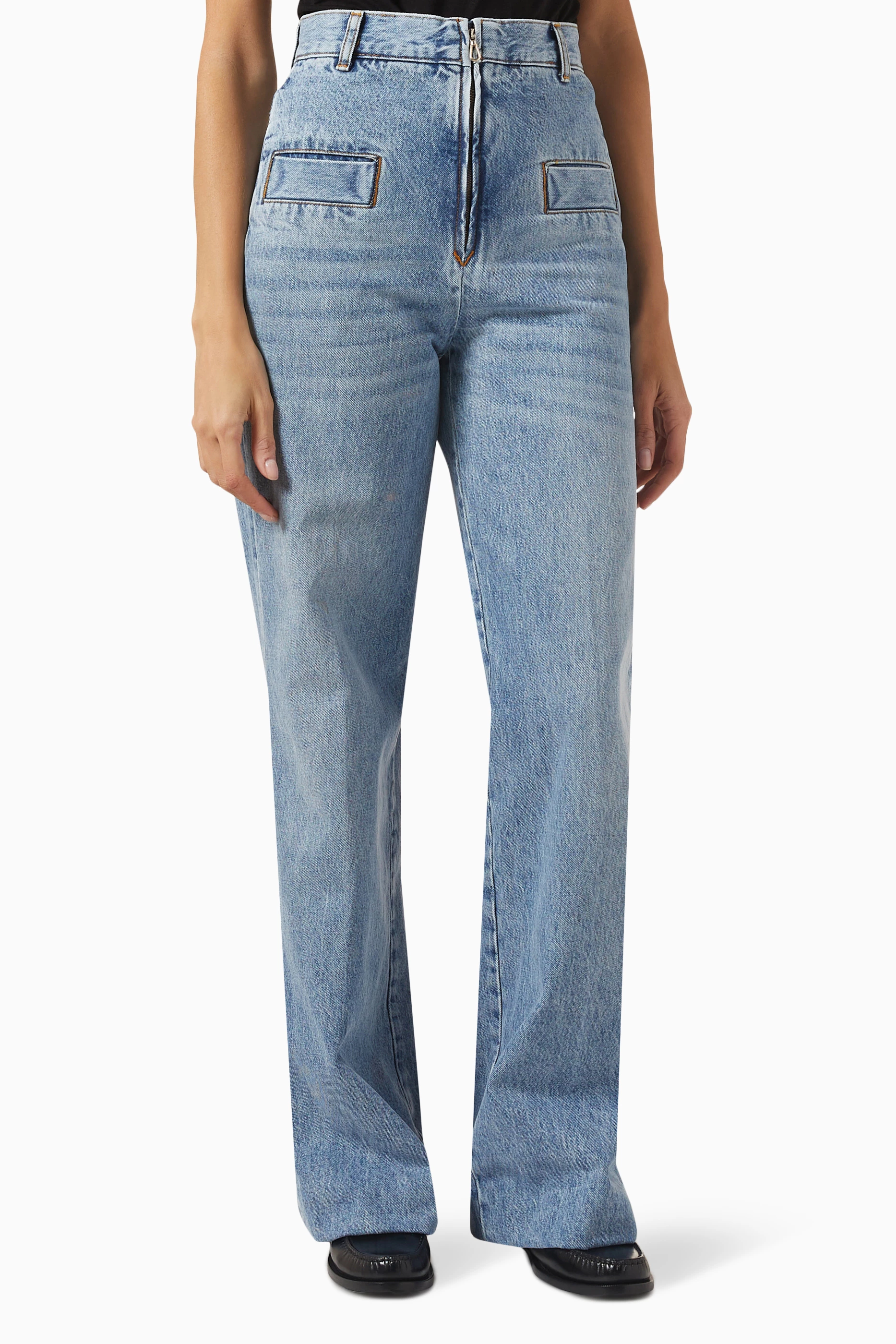 Buy SANDRO Blue Oslo High-rise Jeans in Denim For Women Online