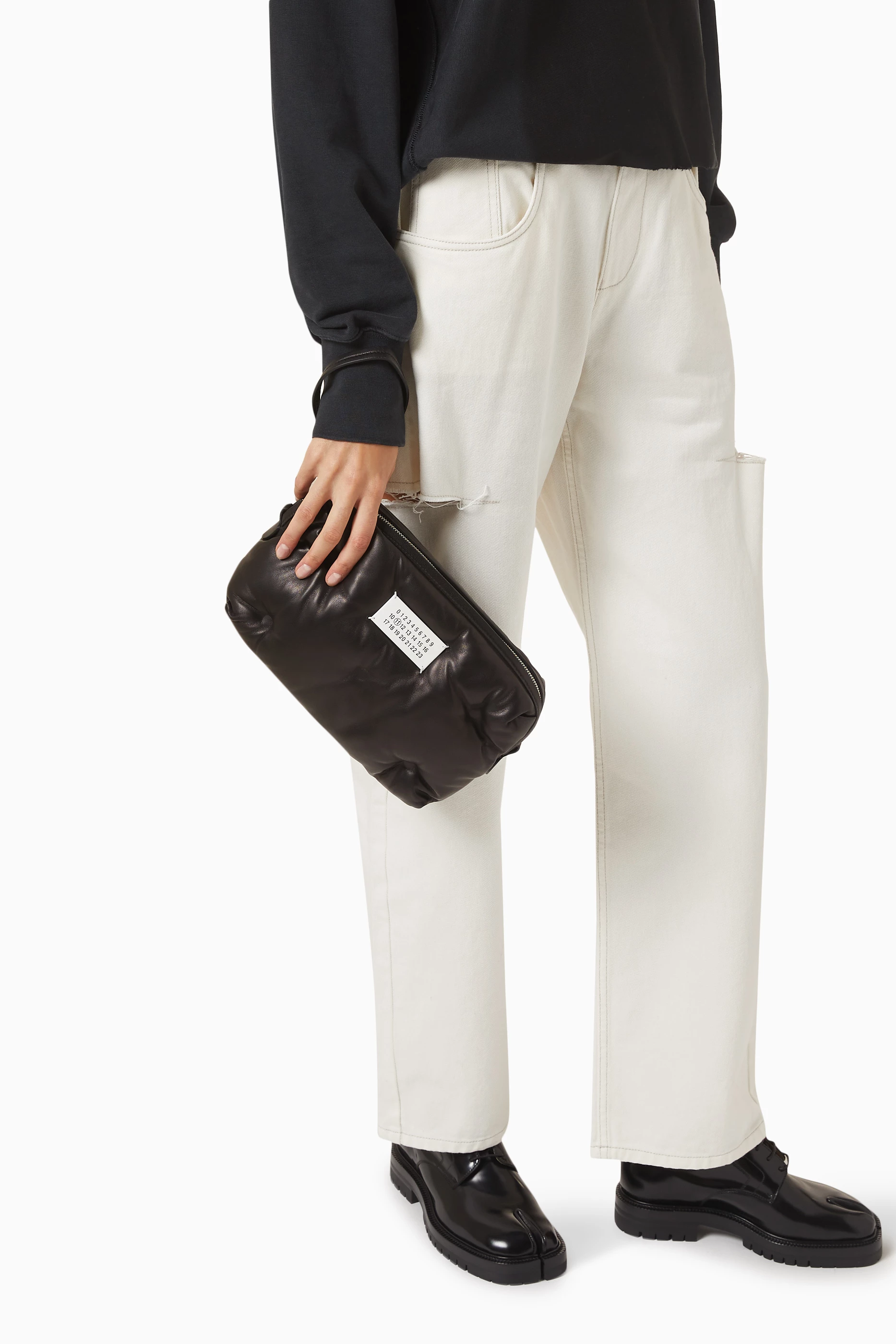 Buy Maison Margiela Black Glam Slam Camera Bag in Leather