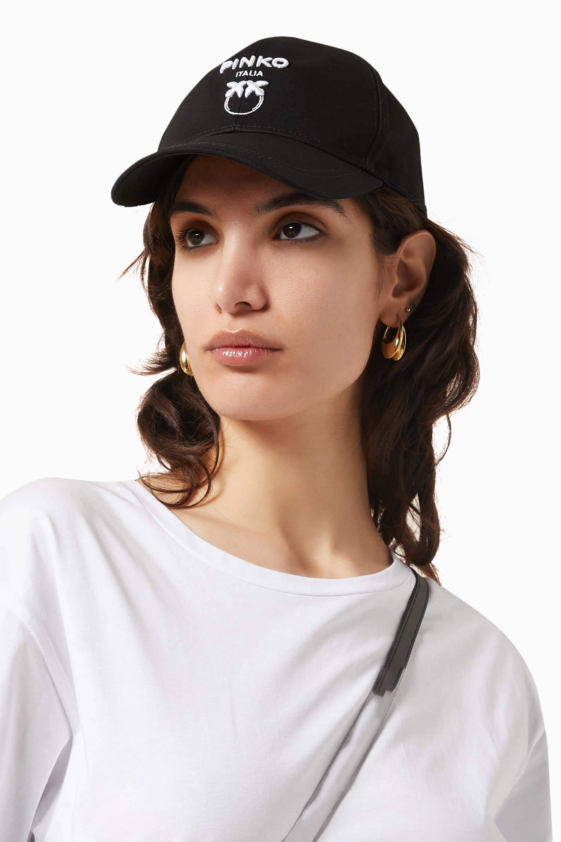 Buy PINKO Black Busseto Baseball Cap in Cotton Gabardine For  display picture 2