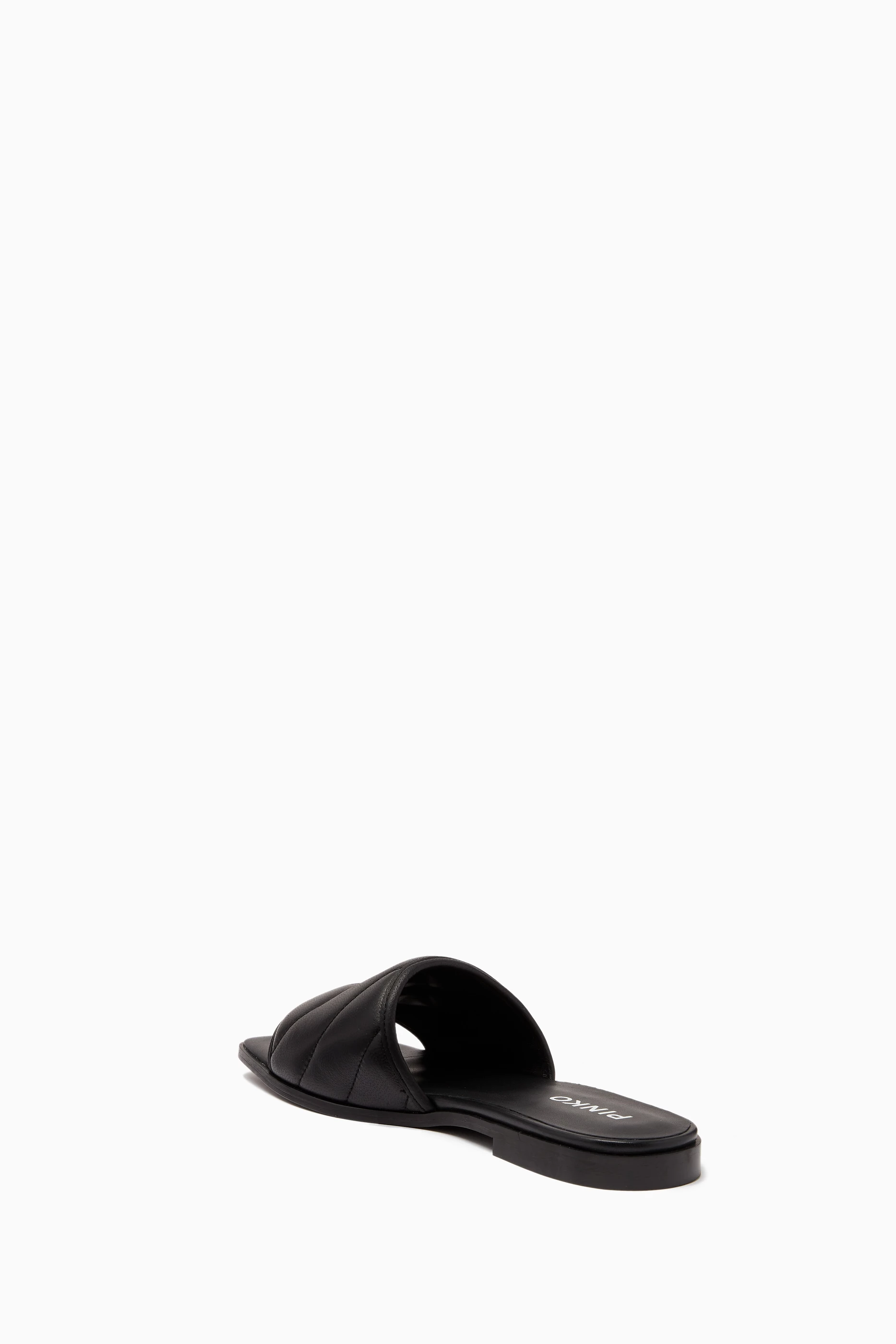 Buy PINKO Black Molly Slide Sandals in Quilted Leather For