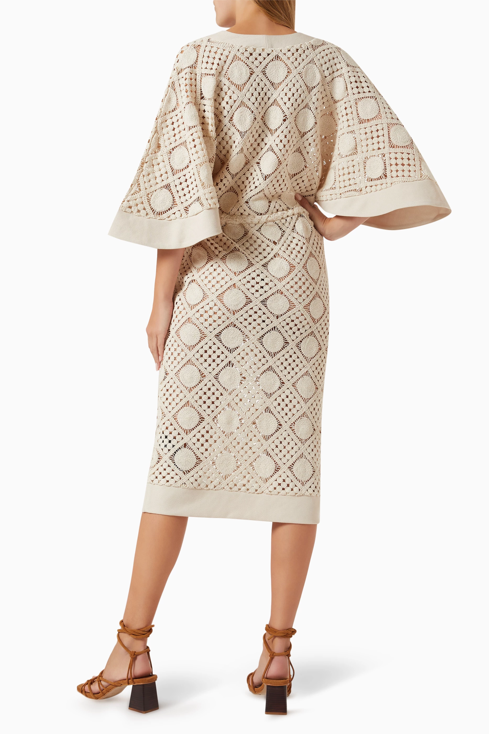 rahi crochet dress She Made Me - Rahi Mini Crochet Dress - Taupe brown