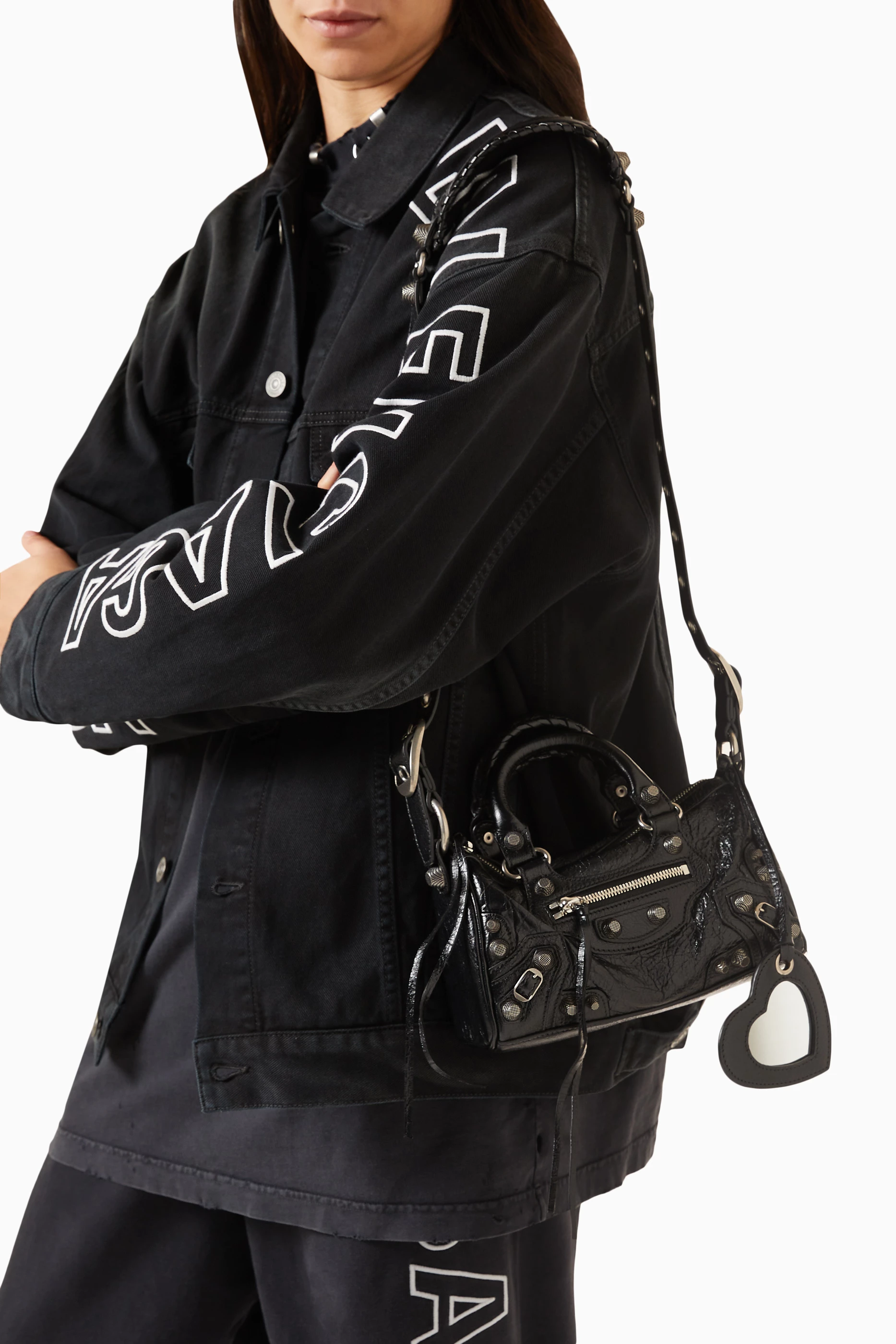 Buy Balenciaga Black Mini Le Cagole Duffle Bag in Arena Lambskin 