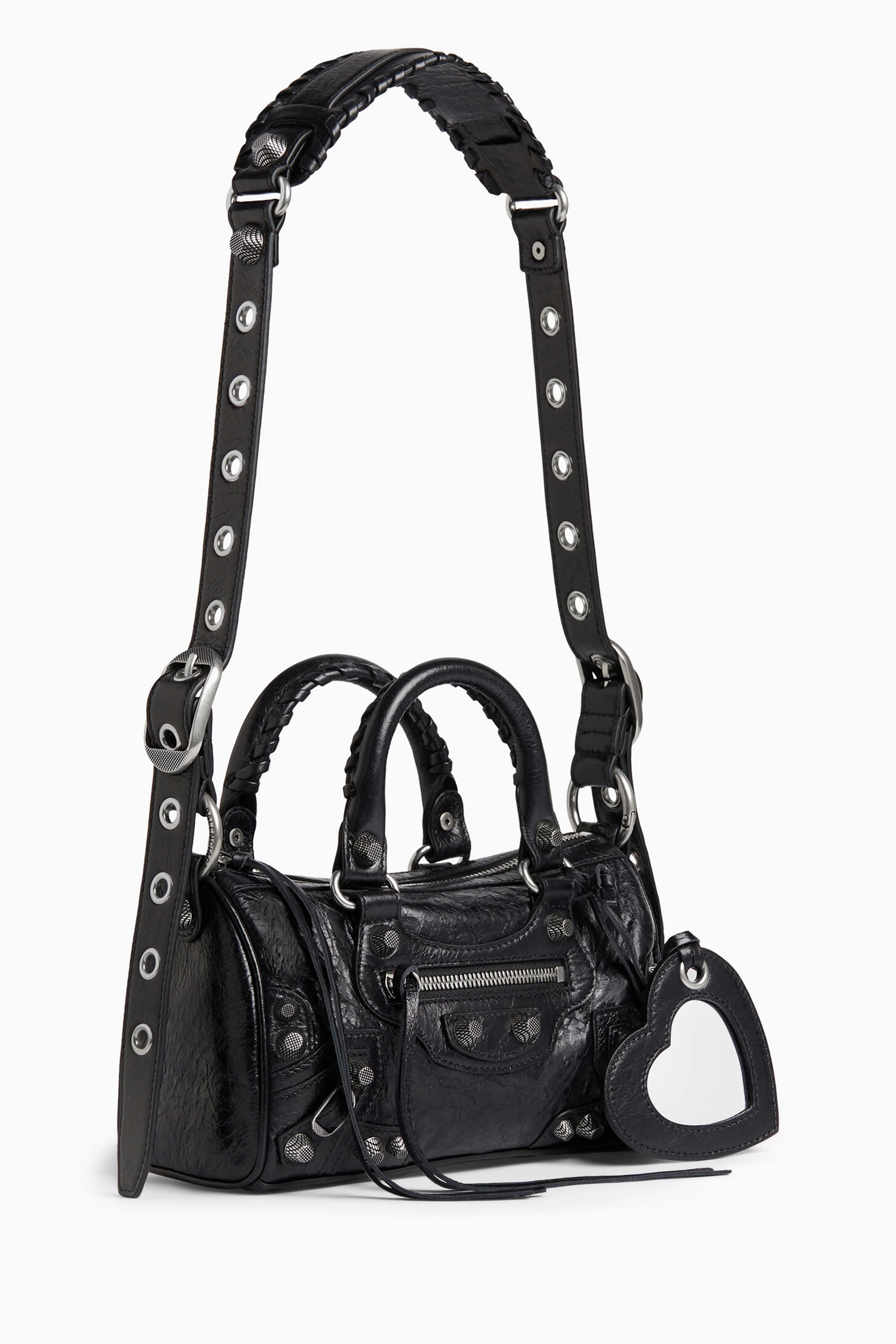 Buy Balenciaga Black Mini Le Cagole Duffle Bag in Arena Lambskin 