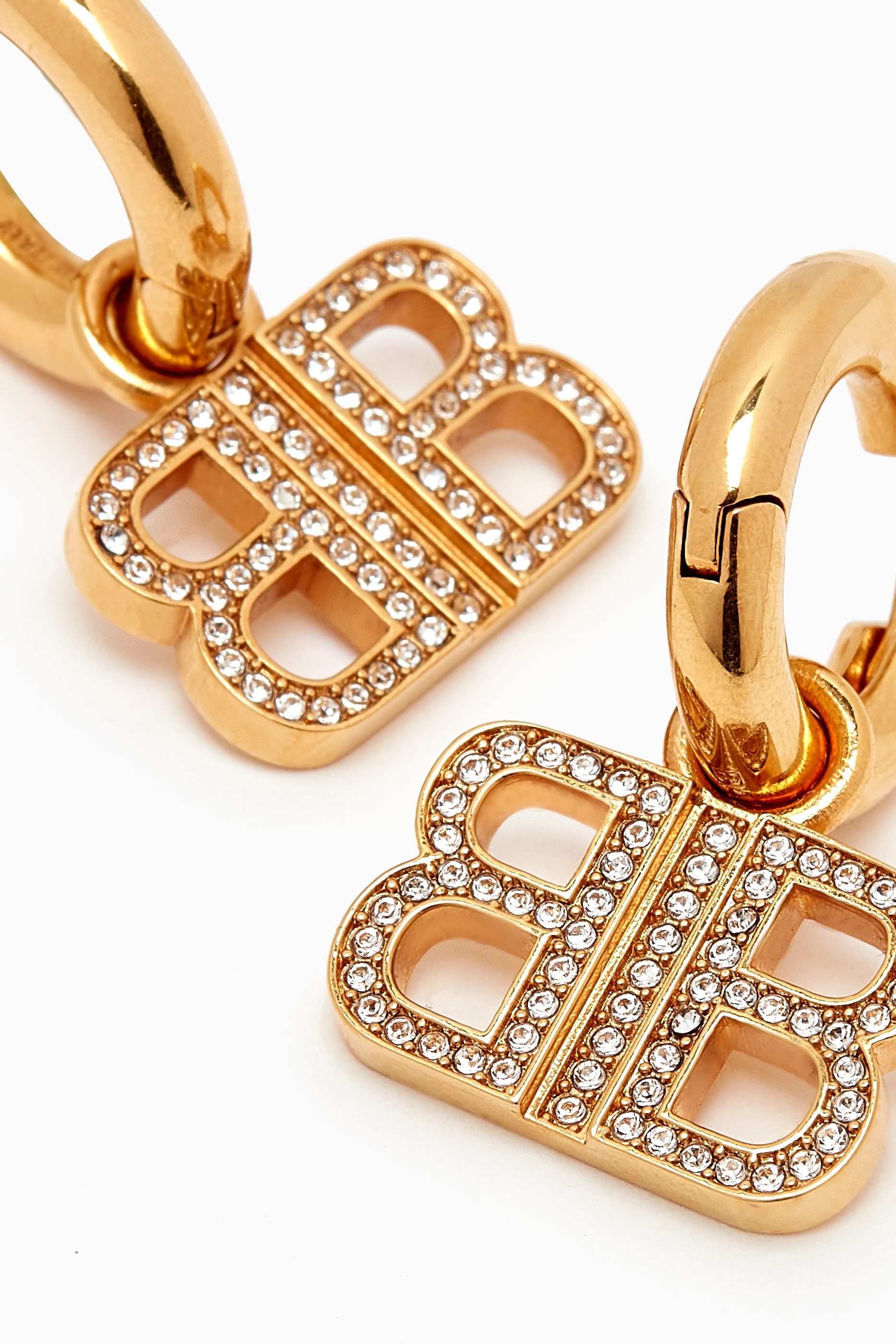 Buy Balenciaga Gold BB 2.0 Hoop Earrings in Brass For Women Online