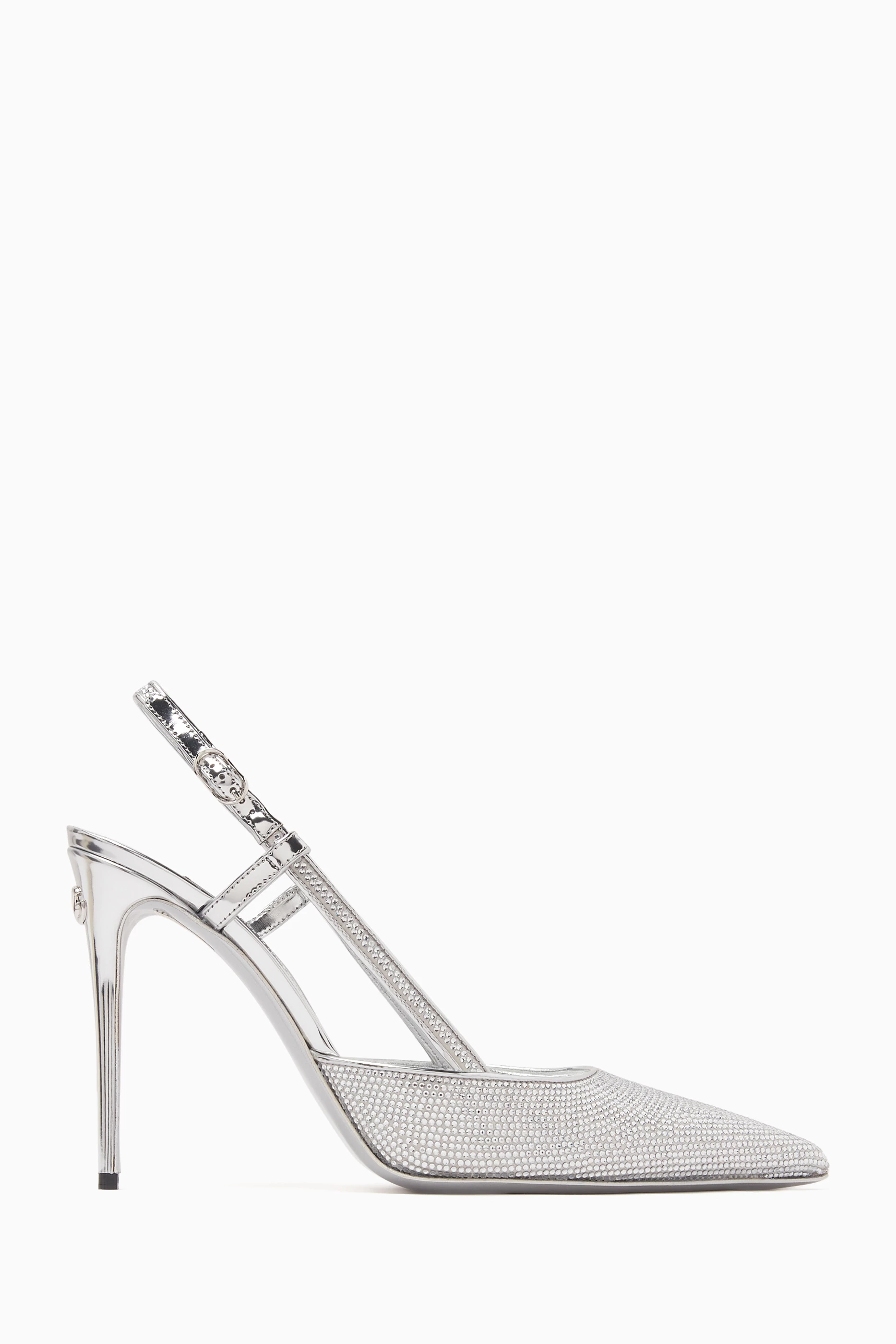 シューズ・サンダルその他 Dolce&Gabbana llic silver leather slingback with decolle Python skin slingbacks in Silver for Women | Dolce&Gabbana® US