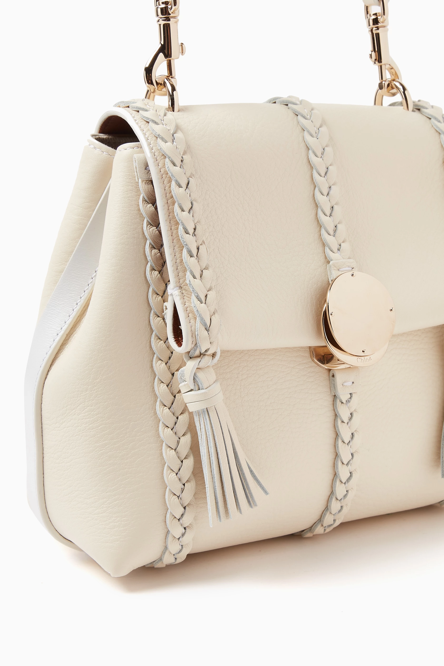 【送料&関税込】ChloAC Embroidered Wool Small Penelope Handb Buy Chloé White Penelope Small Soft Shoulder Bag in Grained