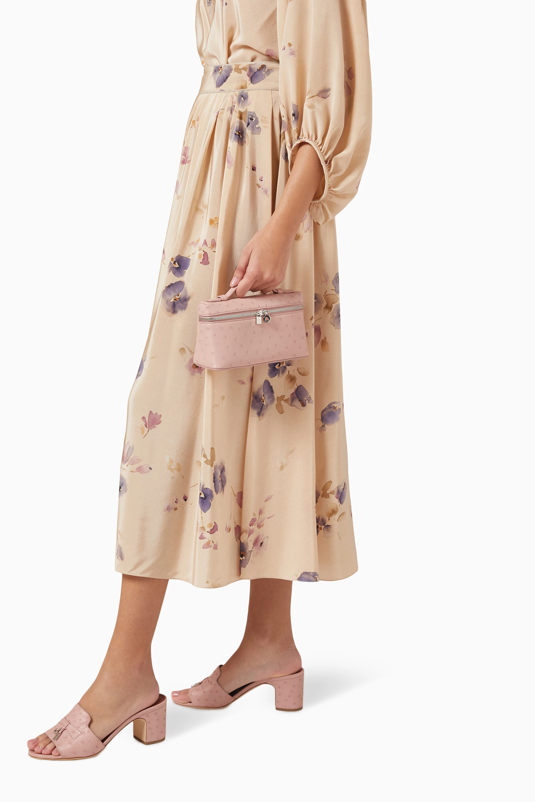 Buy Loro Piana Pink Extra Pocket Pouch L19 Bag in Ostrich leather