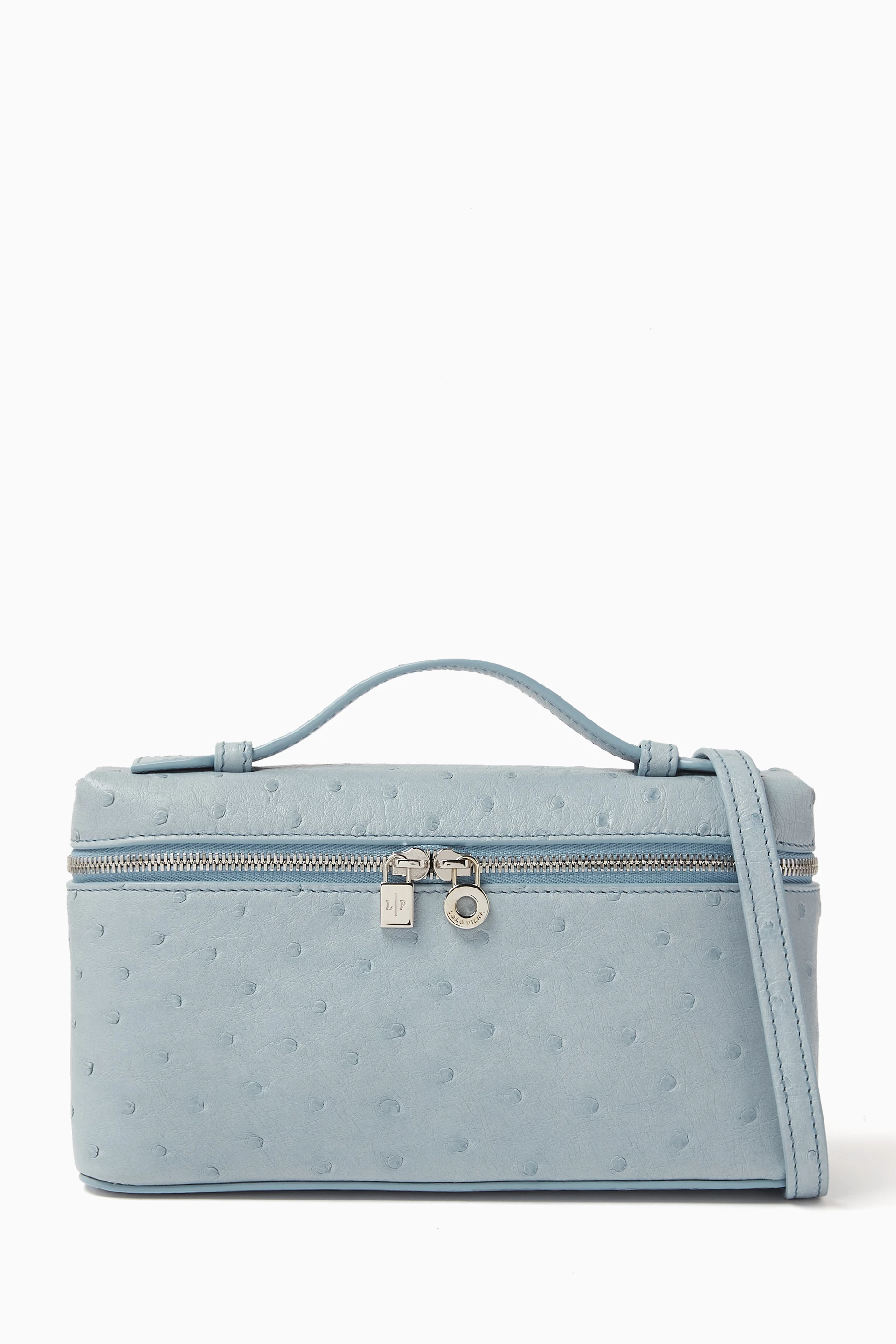 Buy Loro Piana Blue Extra Pocket Pouch L19 Bag in Ostrich leather For Women Online Ounass Saudi