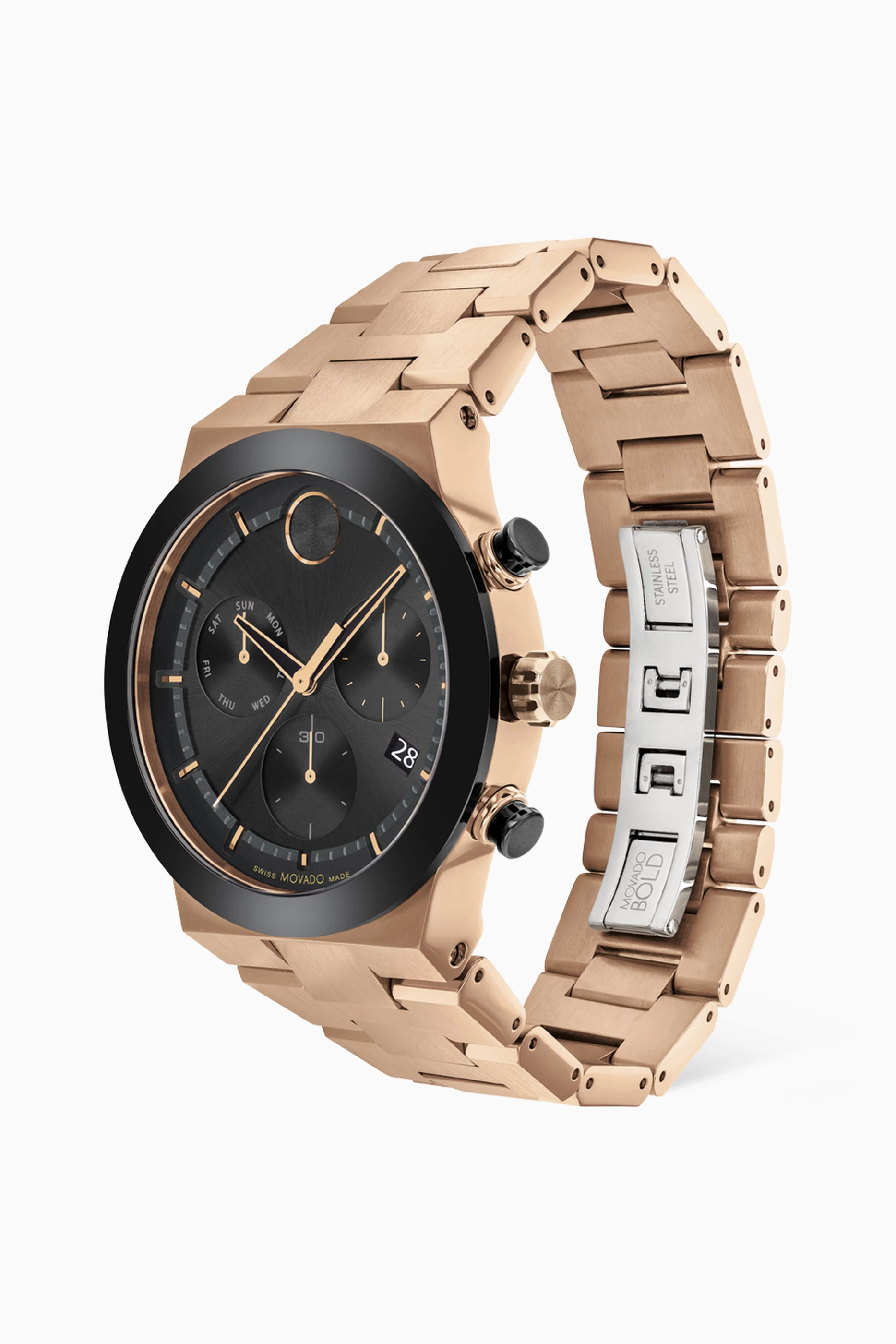 Movado bold men's watch rose gold hotsell