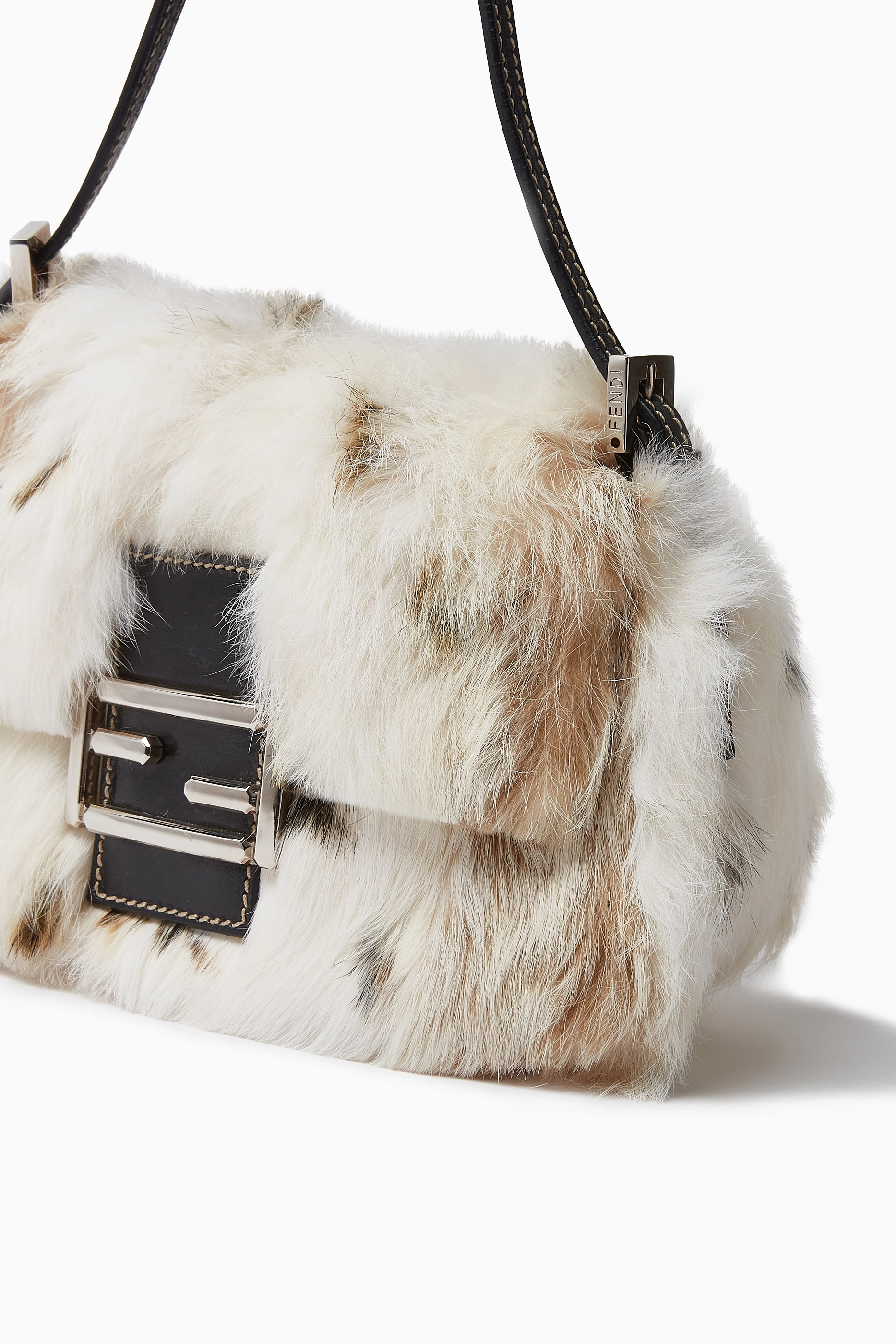Buy Fendi Pre-Loved White Baguette Bag in Rabbit Fur For Women