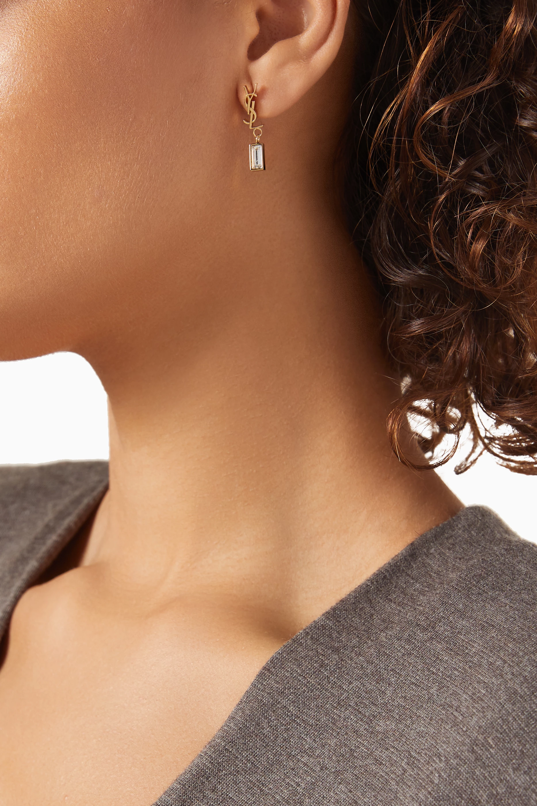 Buy SAINT LAURENT Gold Cassandre Single Earring in Metal For